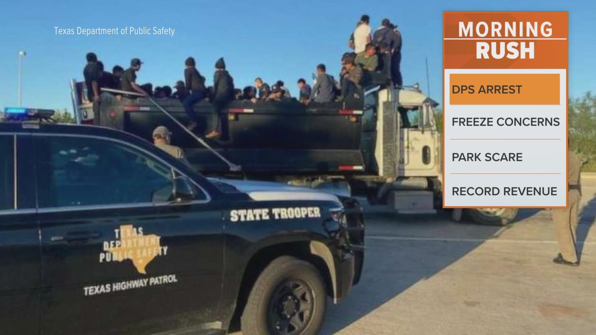 He was stopped on I-35 between the U.S.-Mexico border and San Antonio, DPS officials said.