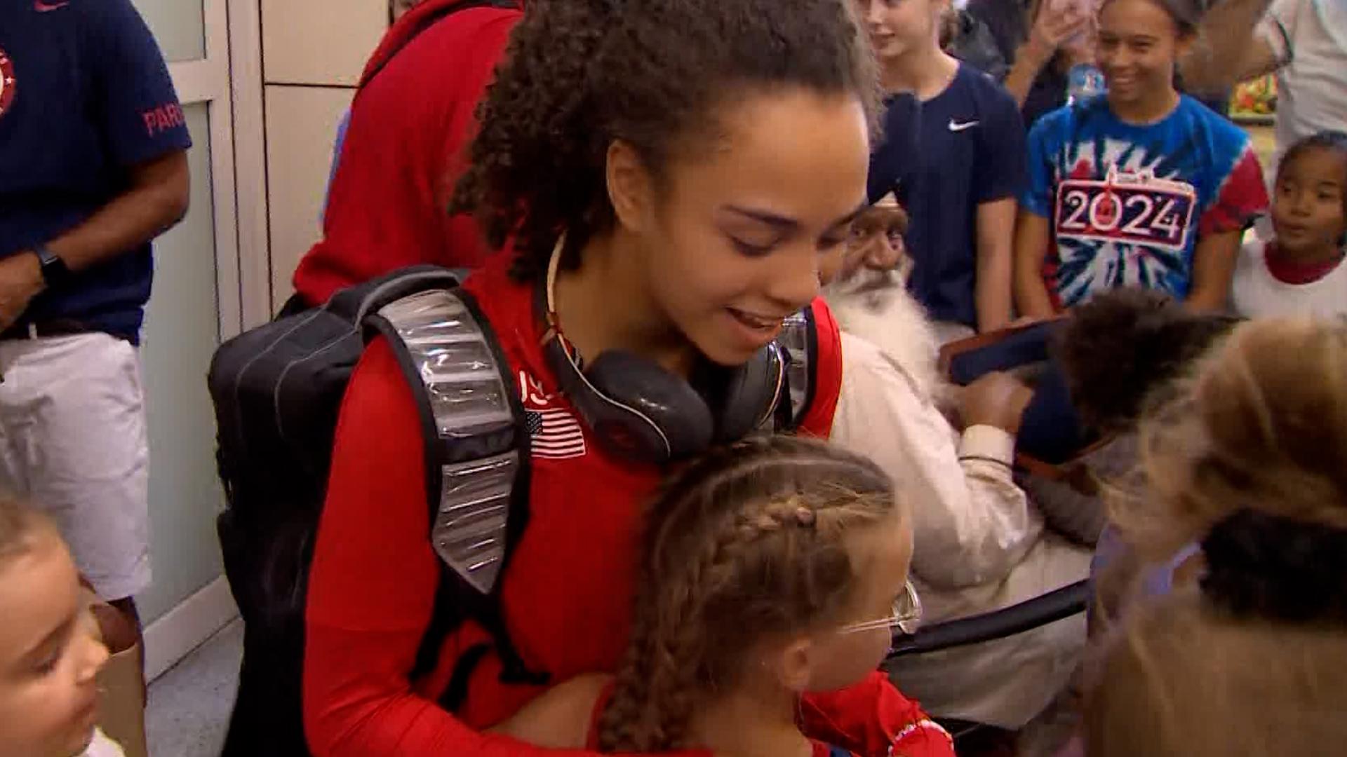 Young fans swarmed Hezley Rivera, who just won an Olympic gold medal in Paris, as she returned home to North Texas. Rivera signed autographs and gave out hugs.