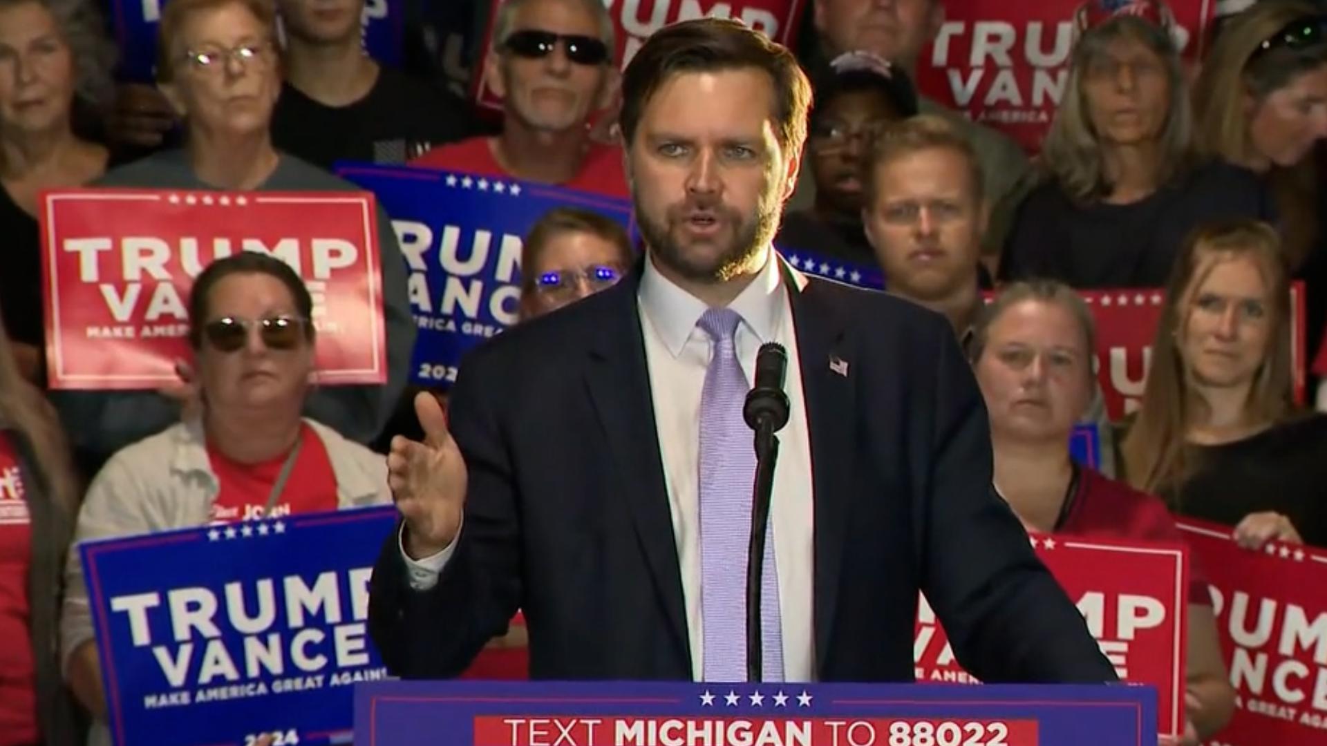 Sen. JD Vance spoke at a campaign rally in Traverse City, Michigan, on September 25, 2024.