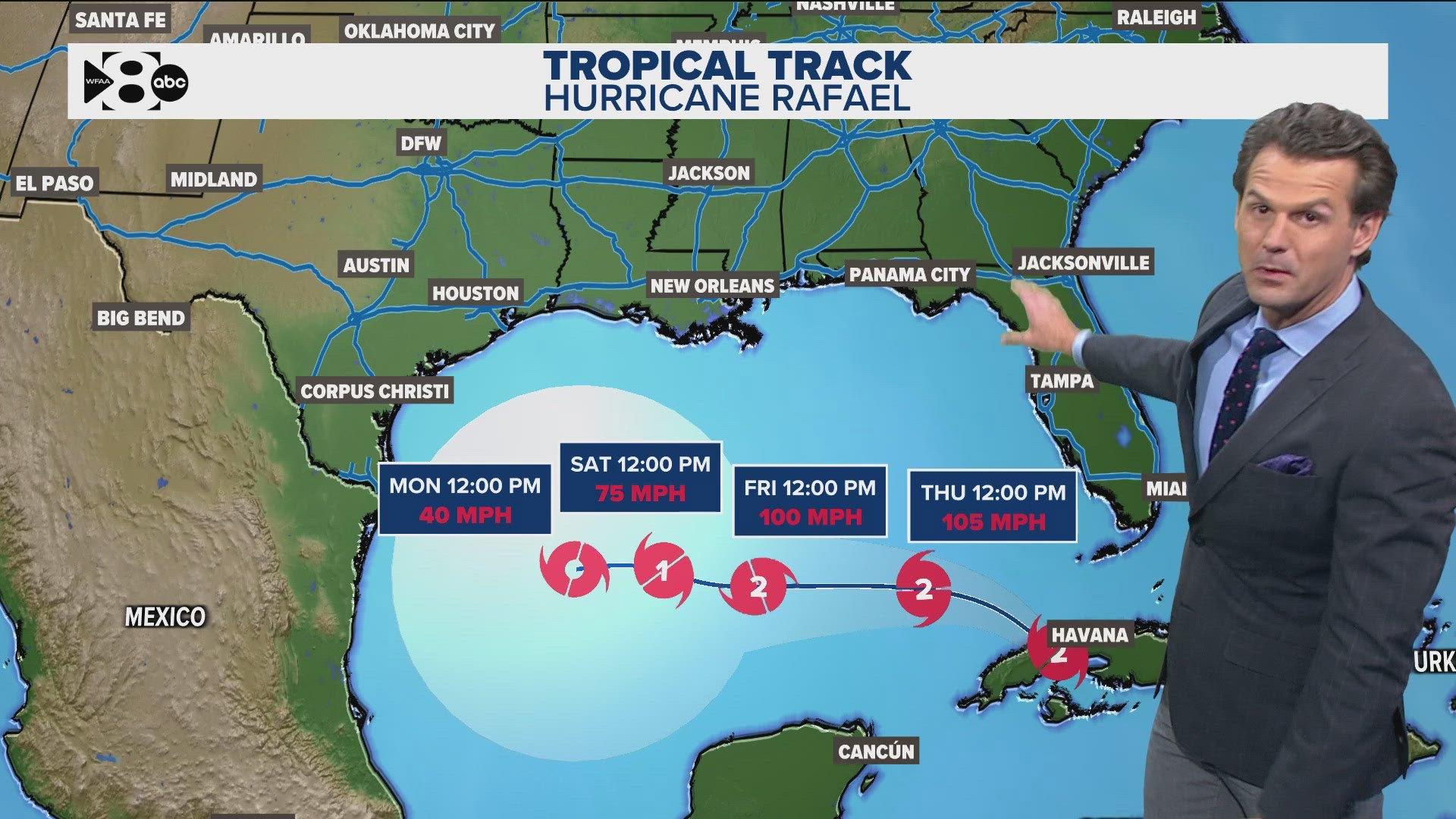 Chances of Rafael making landfall in the U.S. are low.