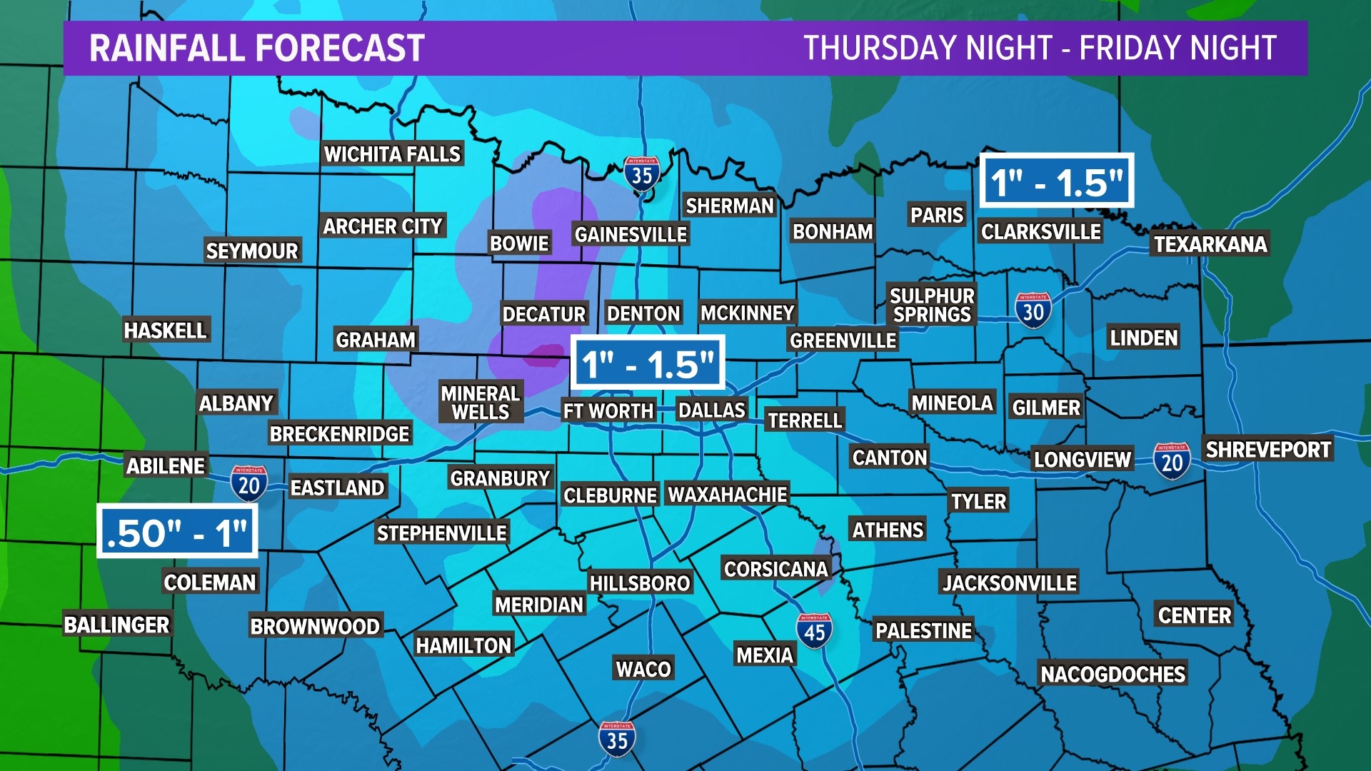 DFW Weather Wind, rain in North Texas