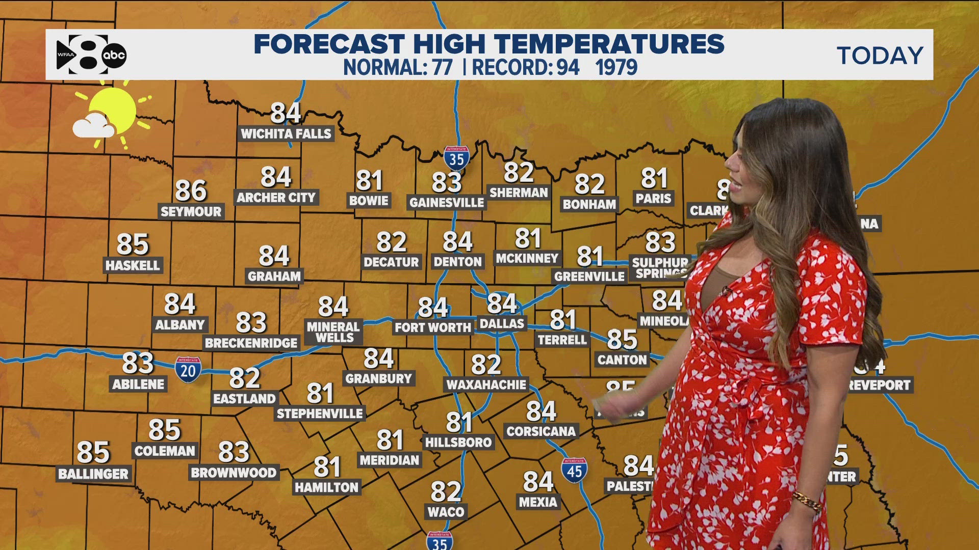 High temperatures are expected to be in the mid-to-upper 80s this week before a slight cool down this weekend.