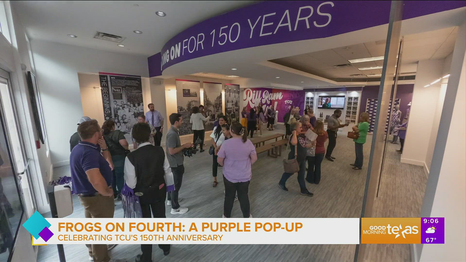 Paige takes us on a tour of the Frogs on Fourth: A Purple Pop-Up in downtown Fort Worth.