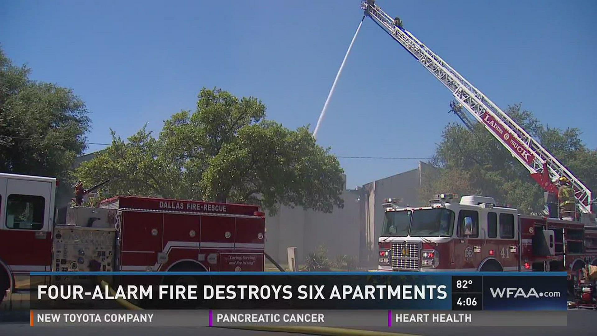 Damage from a four-alarm apartment fire in Dallas was so bad that the entire building will have to be brought down.