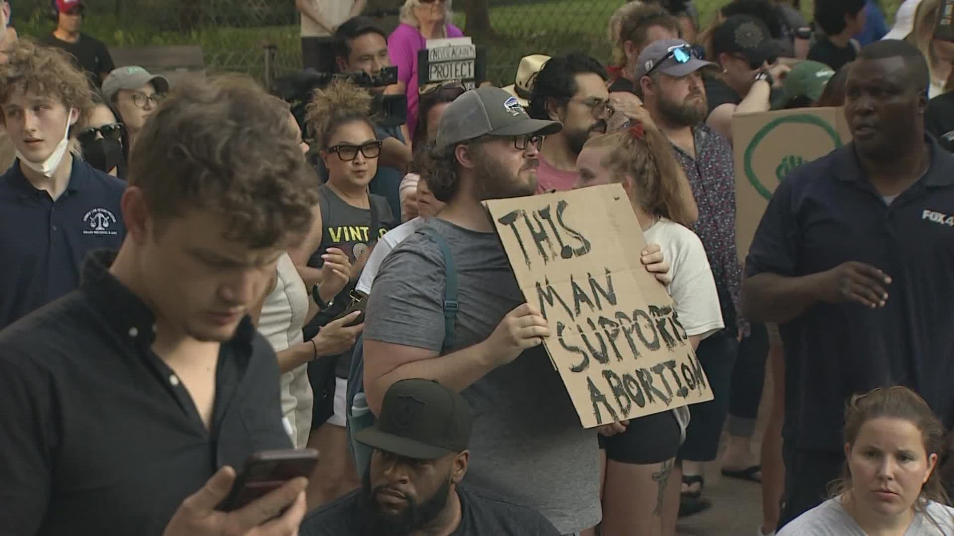 A rally in Dallas drew a large crowd after the Supreme Court overturned Roe v. Wade.