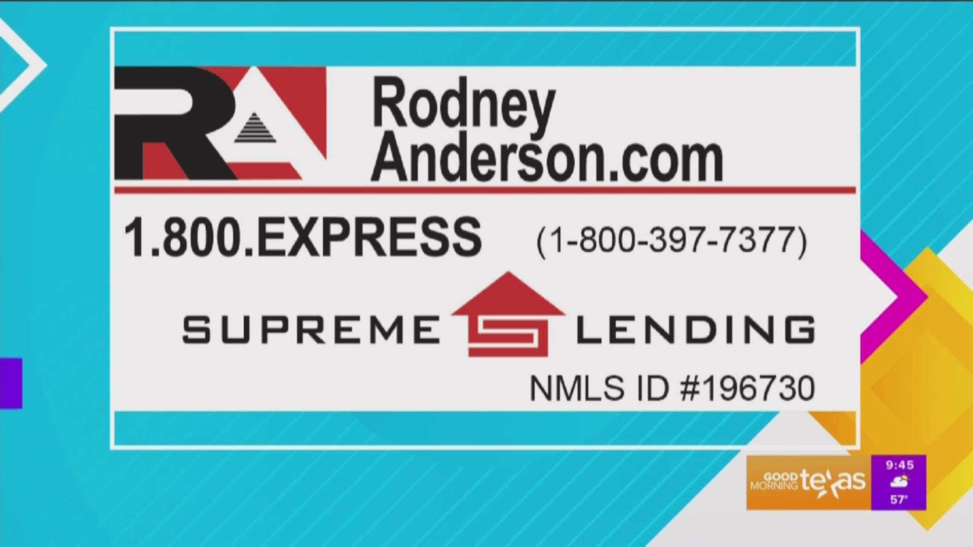 Call 800-EXPRESS or 800-397-7377 for more information or go to www.RodneyAnderson.com.