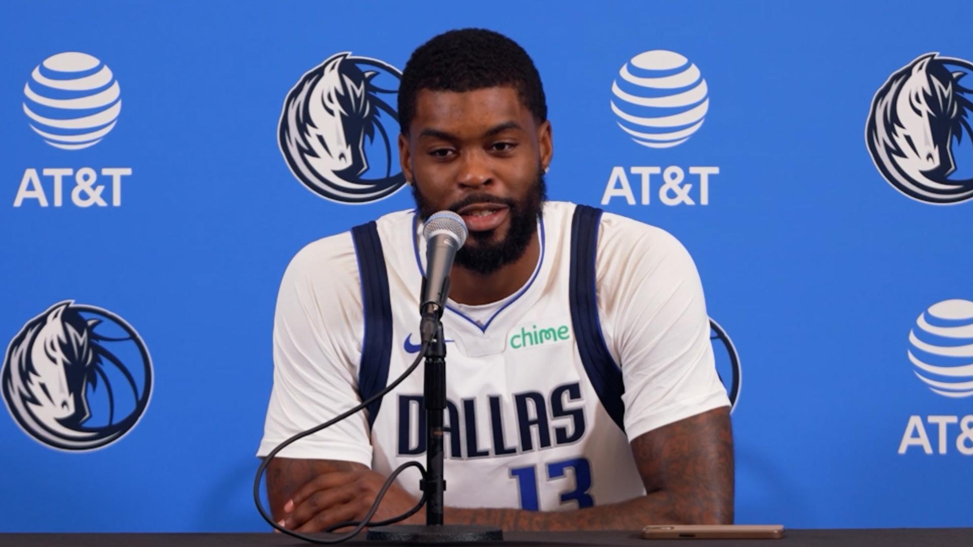 Dallas Mavericks rookie Naji Marshall spoke to reporters during a press conference at the 2024-25 Media Day.