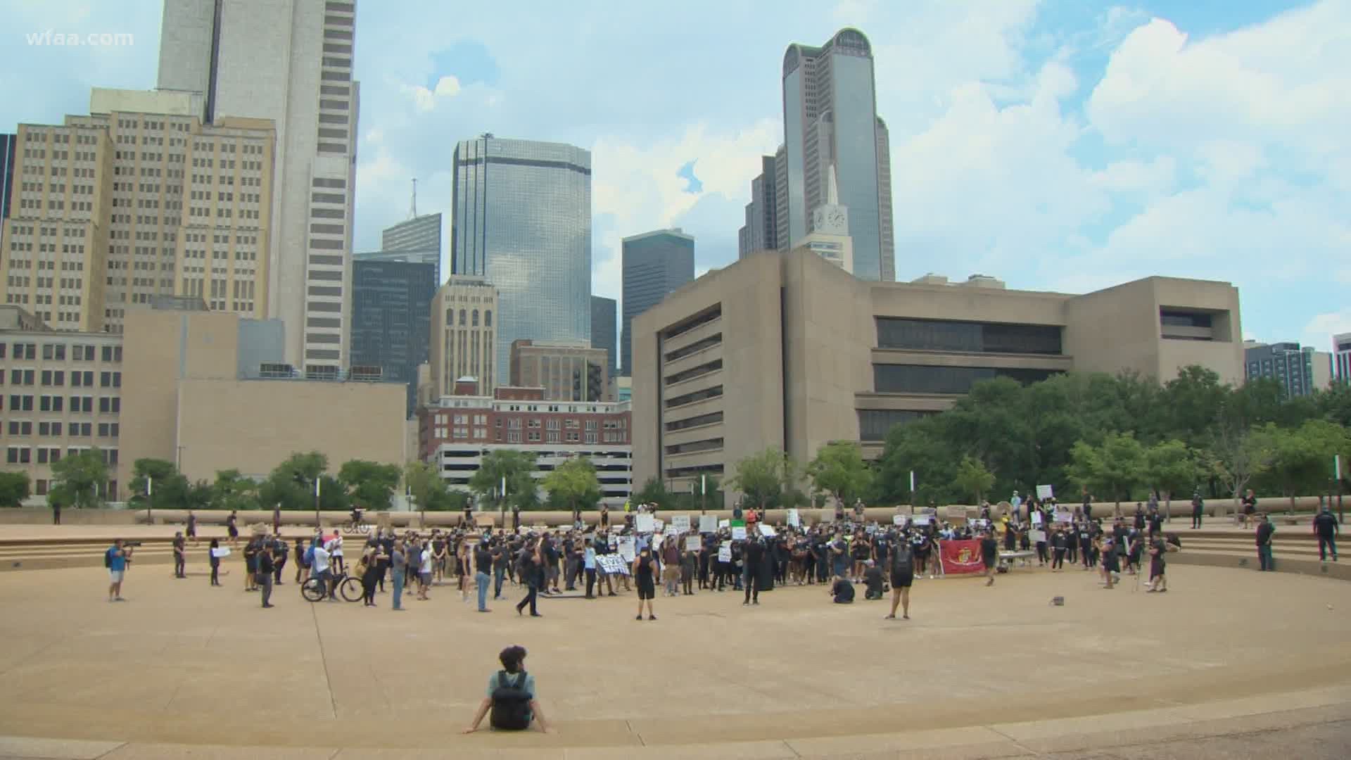 City council members hold social justice rally as Governor Abbott meets with mayors and police chiefs from Dallas and Fort Worth.