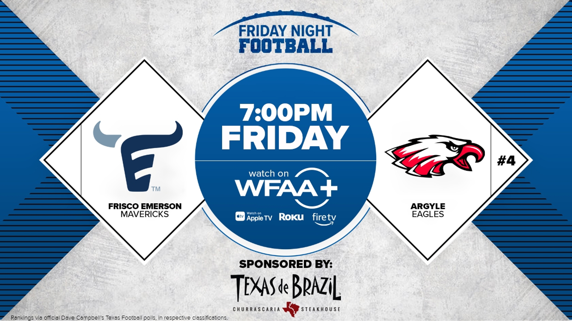 This week on Friday Night Football, the playoffs get underway with a great matchup in 5A-Division 2 as Frisco Emerson and Argyle square off.