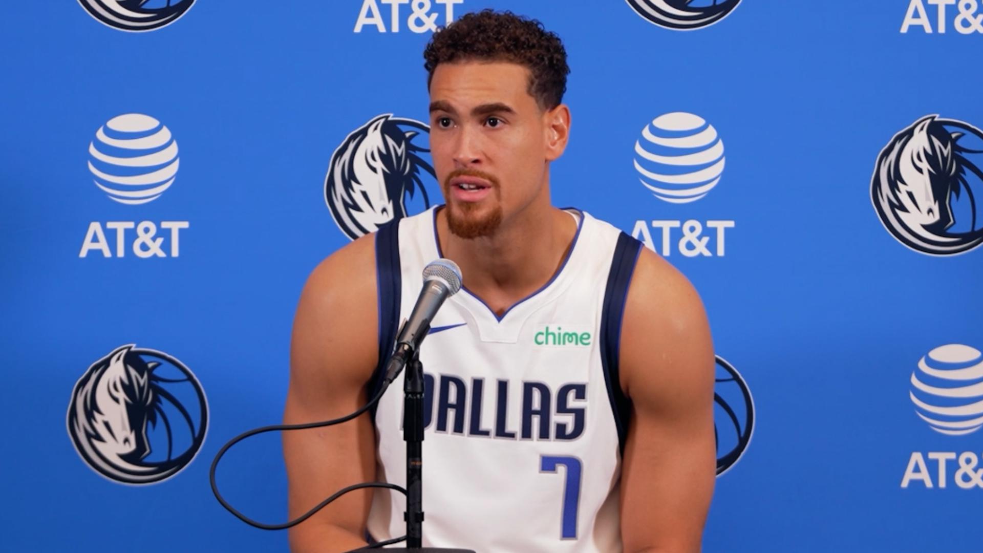 Dallas Mavericks forward Dwight Powell spoke to reporters during a press conference at the 2024-25 Media Day.