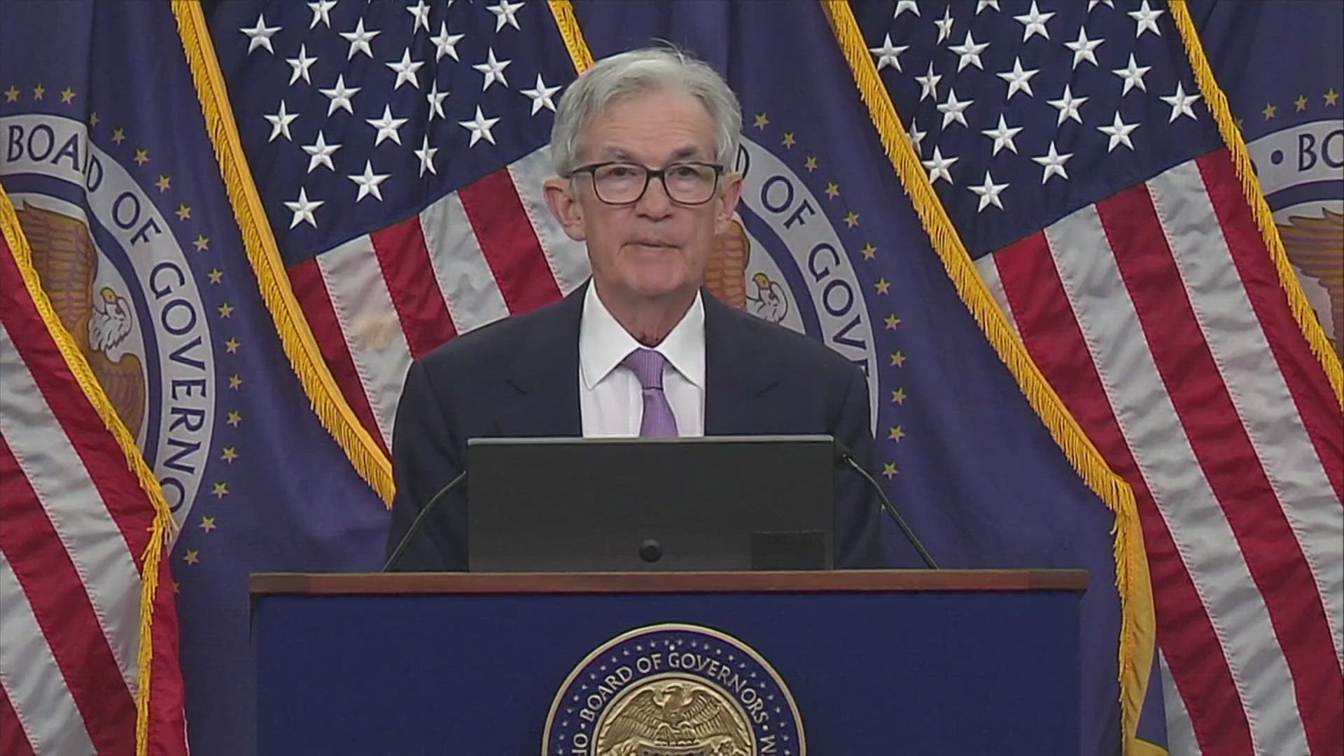 Asked whether he'd resign if Trump asked him to, Powell, who will have a year left in his second term as Fed chair when Trump takes office, replied simply, "No."