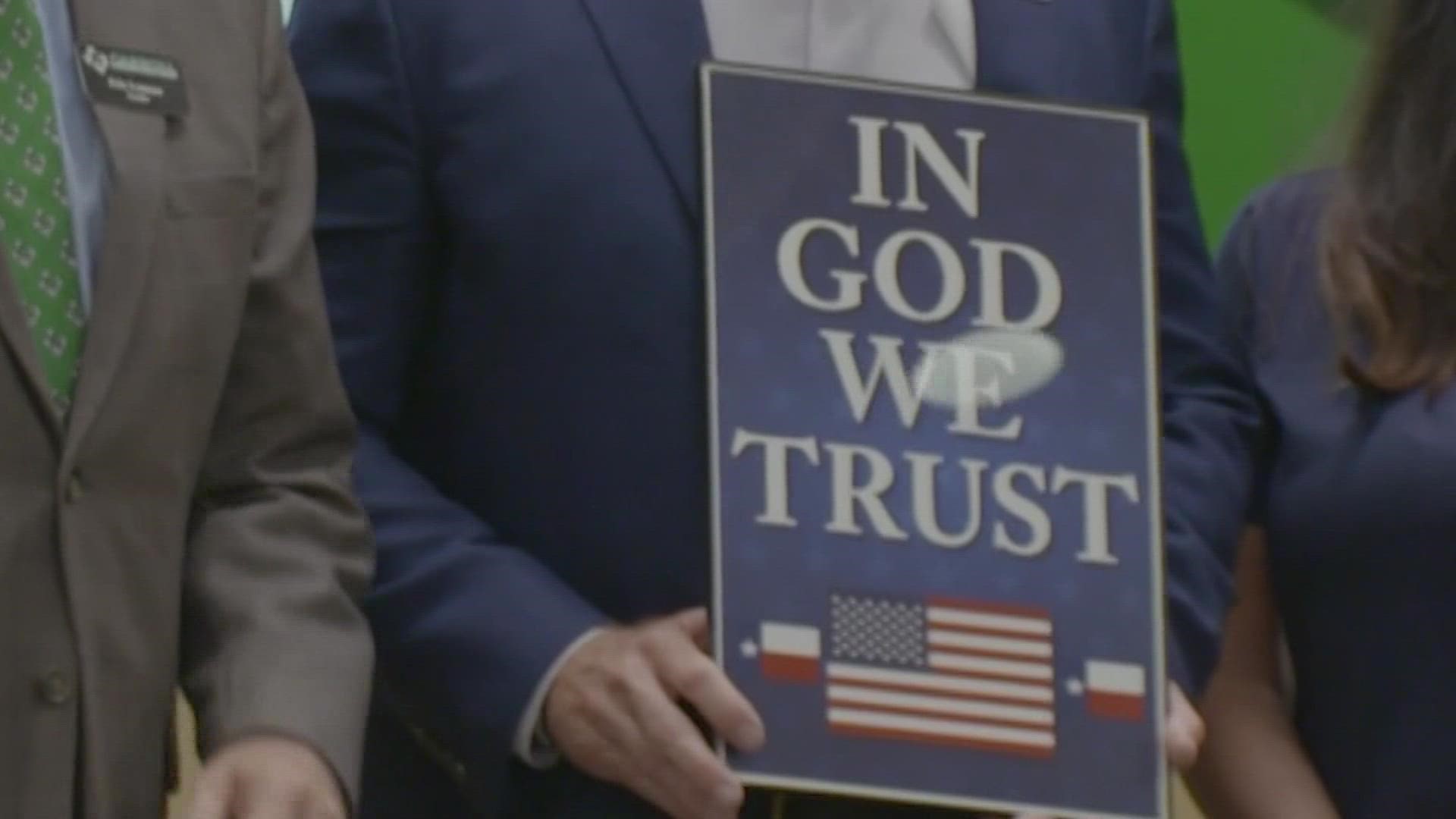 Carroll ISD rejected "In God We Trust" signs that were created by current and former students that were designed in rainbow colors and in Arabic language.