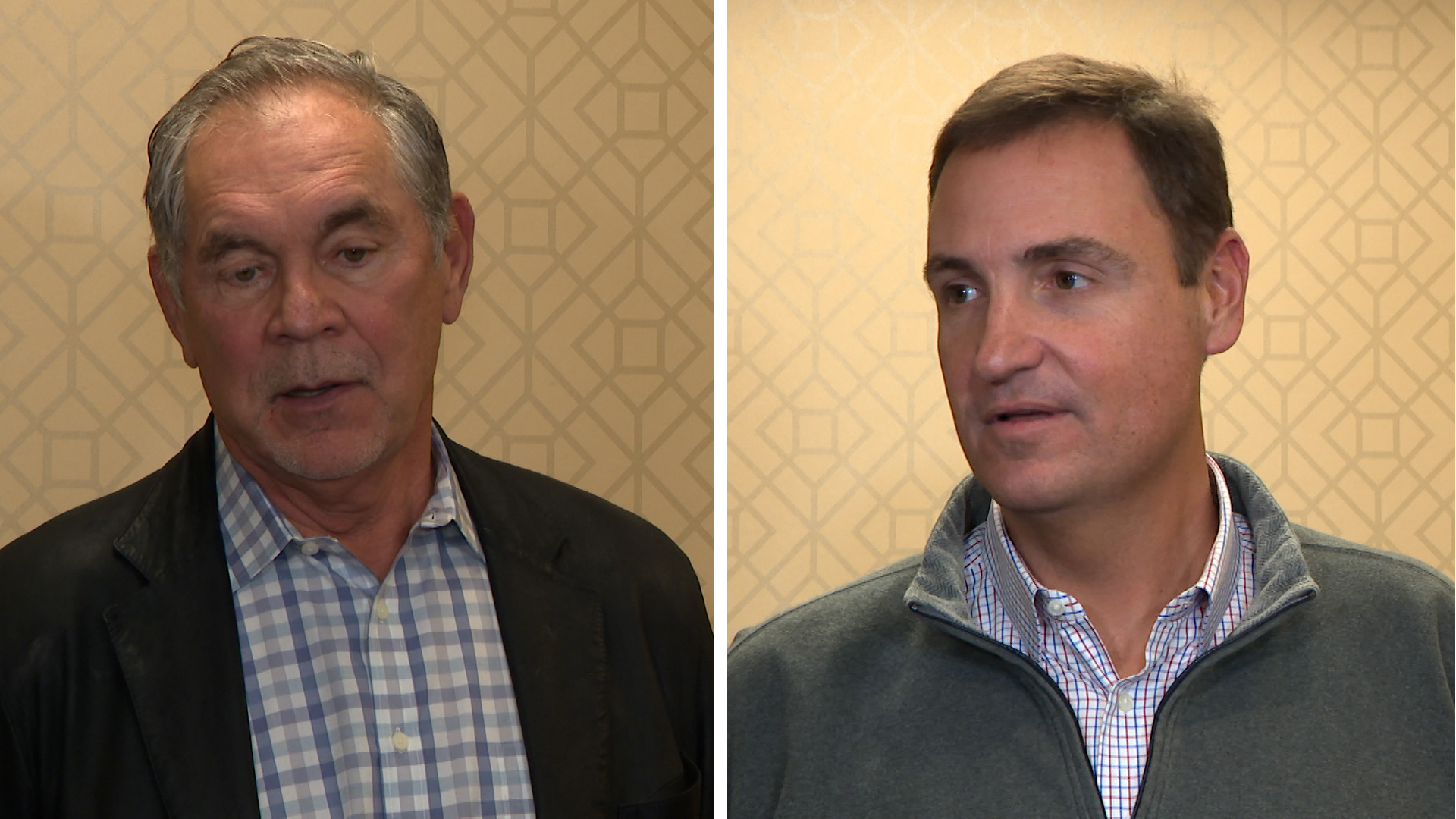 Texas Rangers manager Bruce Bochy and general manager Chris Young speak to the media at the 2024 MLB Winter Meetings on Dec. 10, 2024.