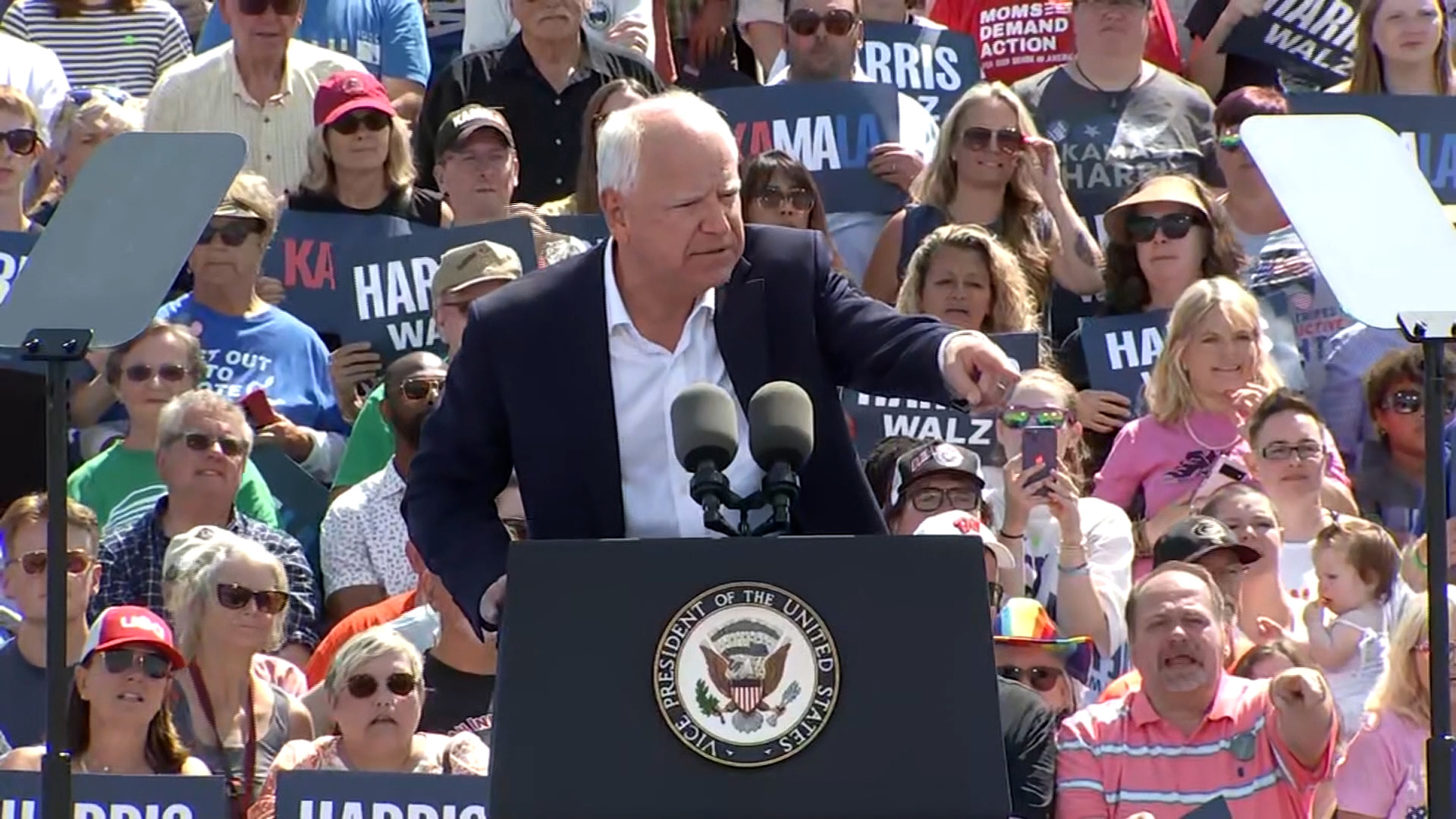 Minnesota Governor Tim Walz stopped his speech at a Wisconsin rally to get someone in the audience water.