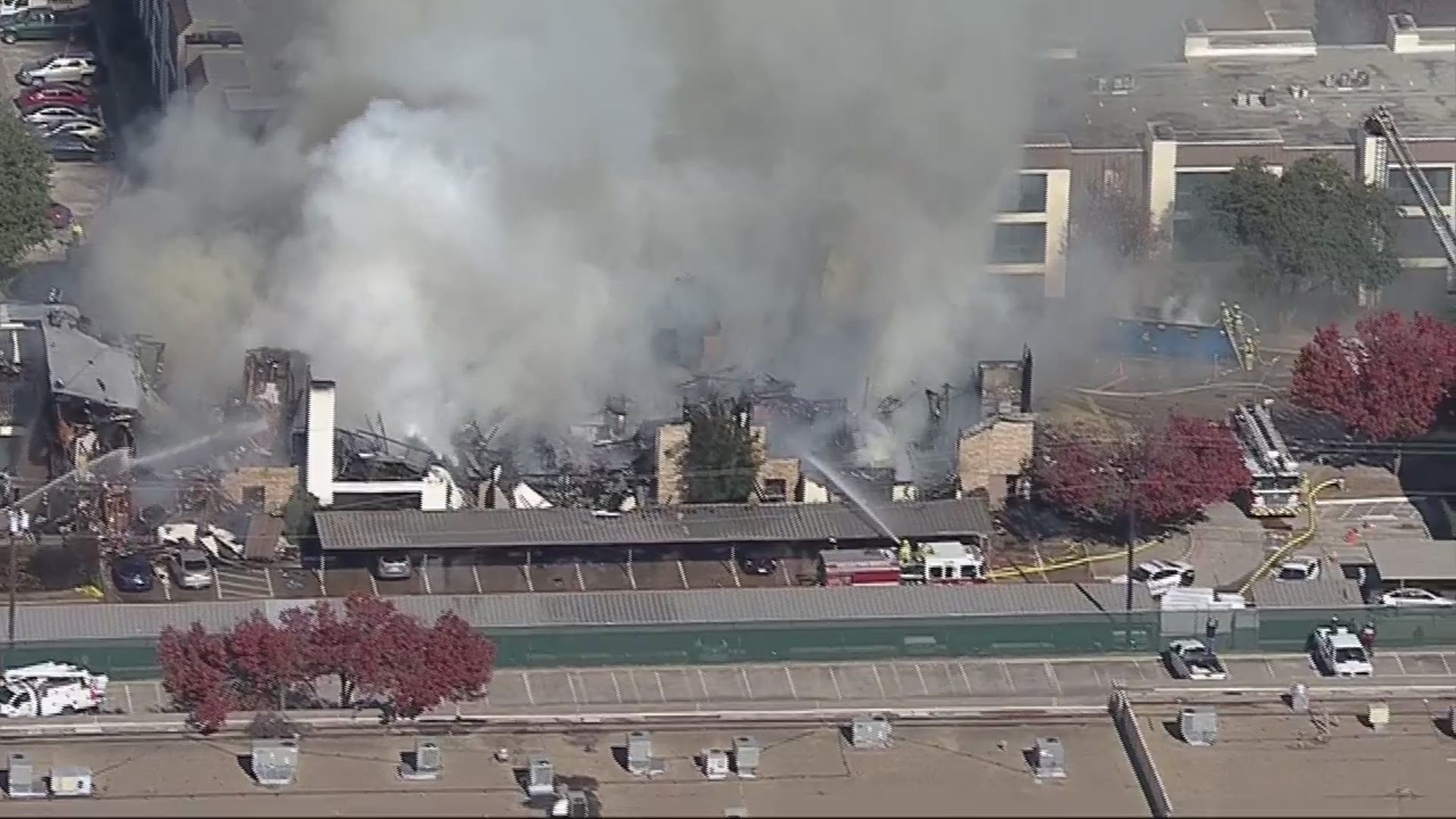 The fire escalated to a four-alarm blaze in the Lake Highlands area of northeast Dallas.