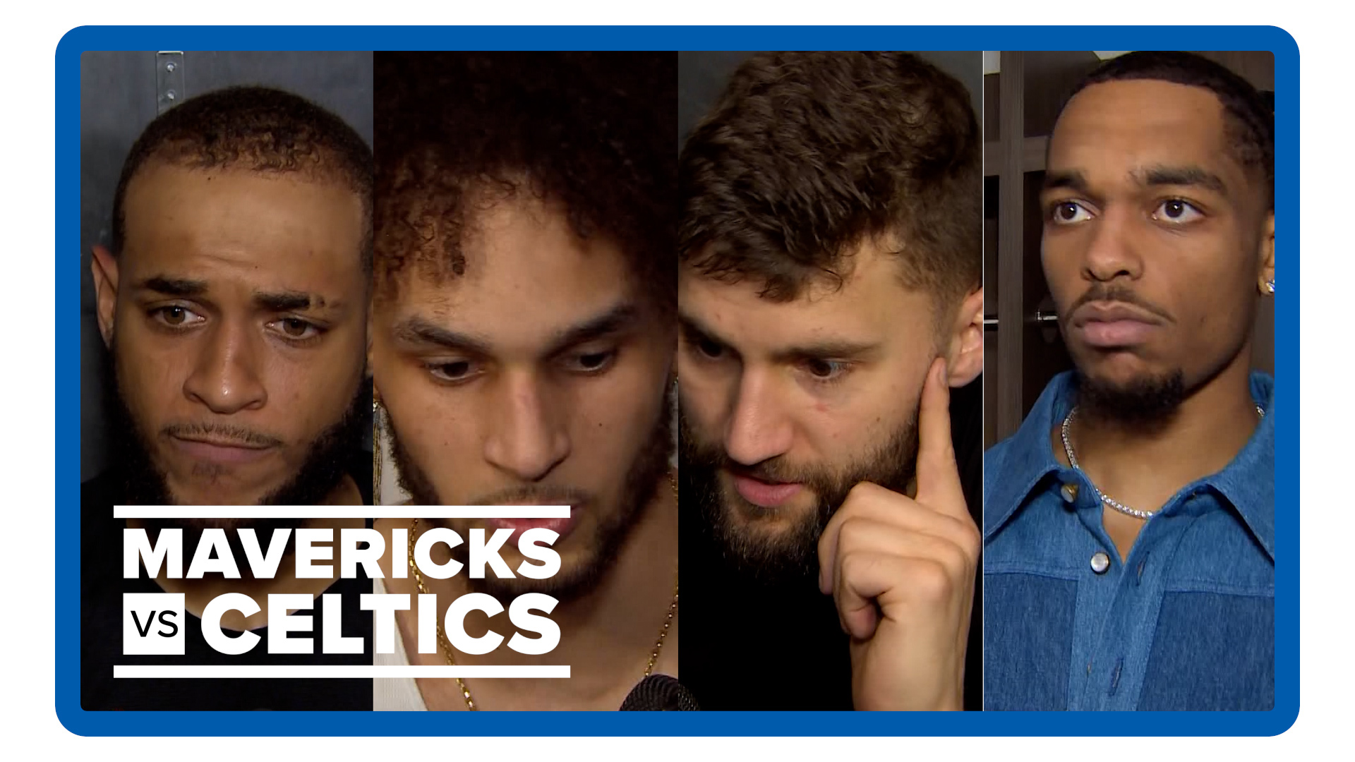 Dallas Mavericks players Daniel Gafford, Dereck Lively II, Maxi Kleber and P.J. Washington speak with WFAA in the locker room after Game 1's loss.