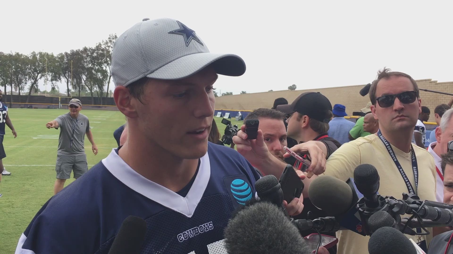 Top draft choice Leighton Vander Esch is excited to officially be in a Cowboys uniform on an NFL practice field at training camp. WFAA.com