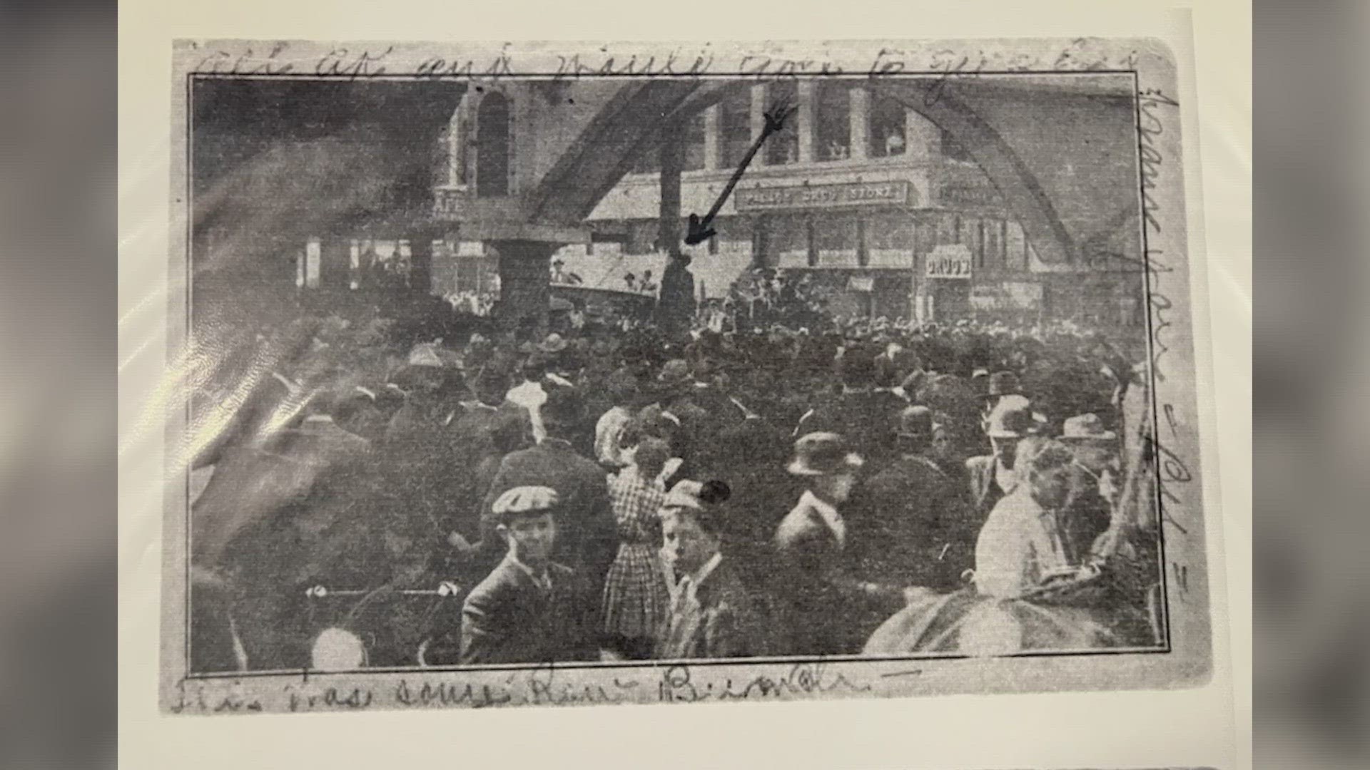 The lynching of Allen Brooks was celebrated by thousands on Main and Akard Street in 1910 and printed on postcards.