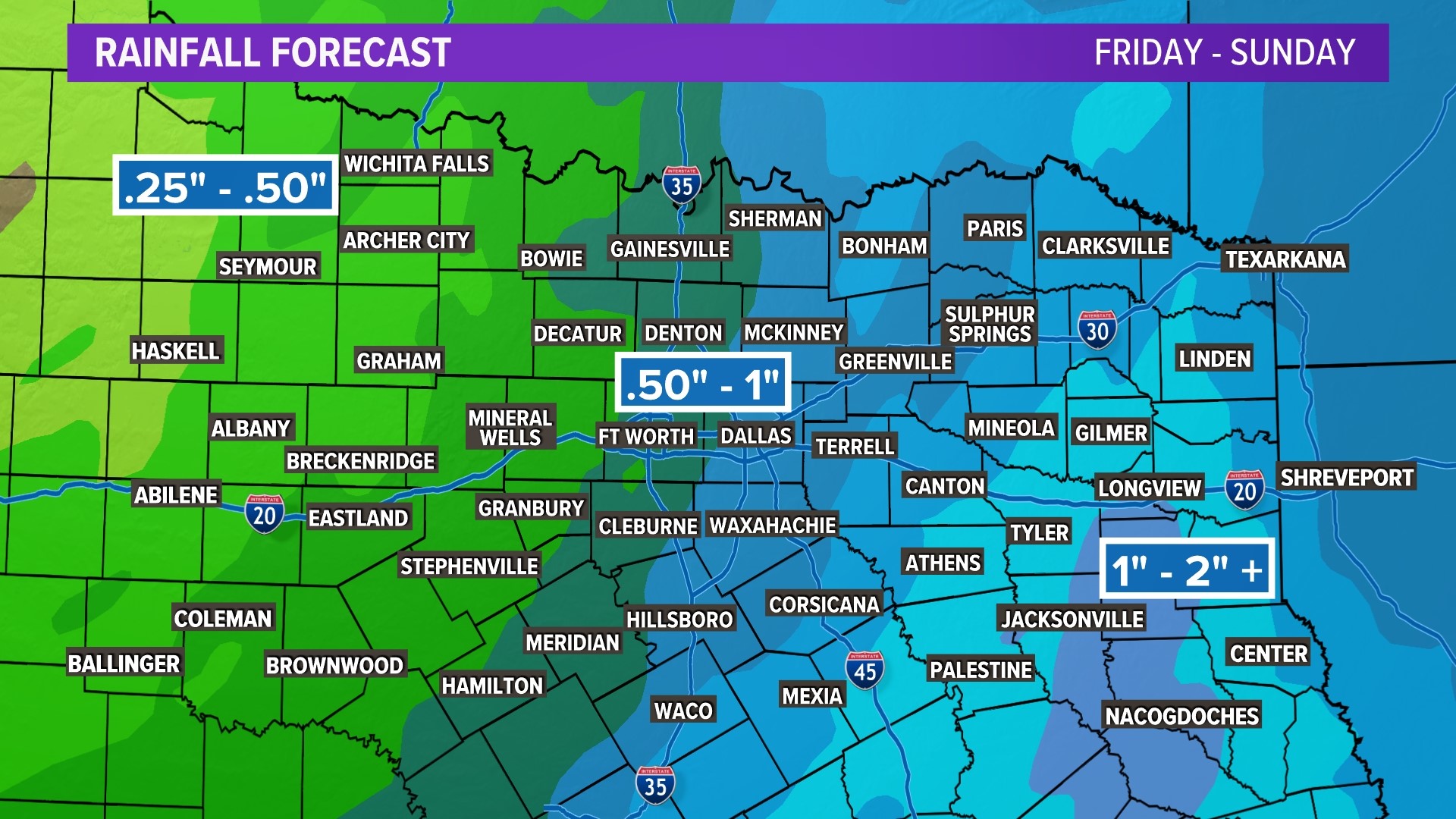 Dallas, Texas weather forecast Sunny, warm temps before rain