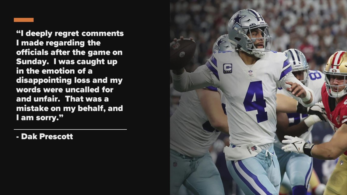 'I am sorry': Dak Prescott apologizes for his postgame comments after Cowboys loss to 49ers
