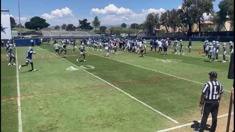 Dallas Cowboys No. 63 and 54 spark fight at training camp