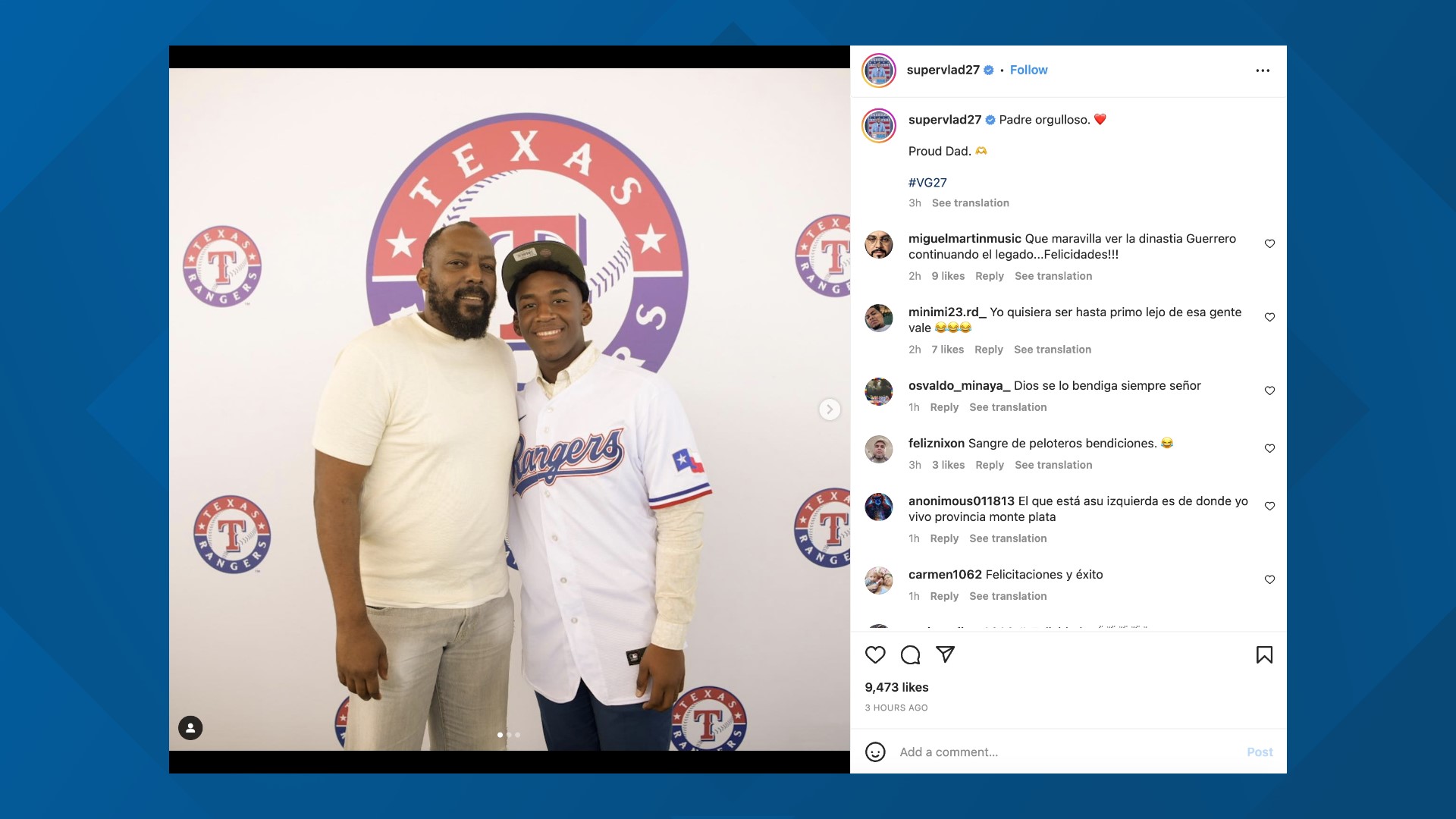 Texas Rangers sign Pablo Guerrero, son of Vladimir Guerrero Sr. | wfaa.com