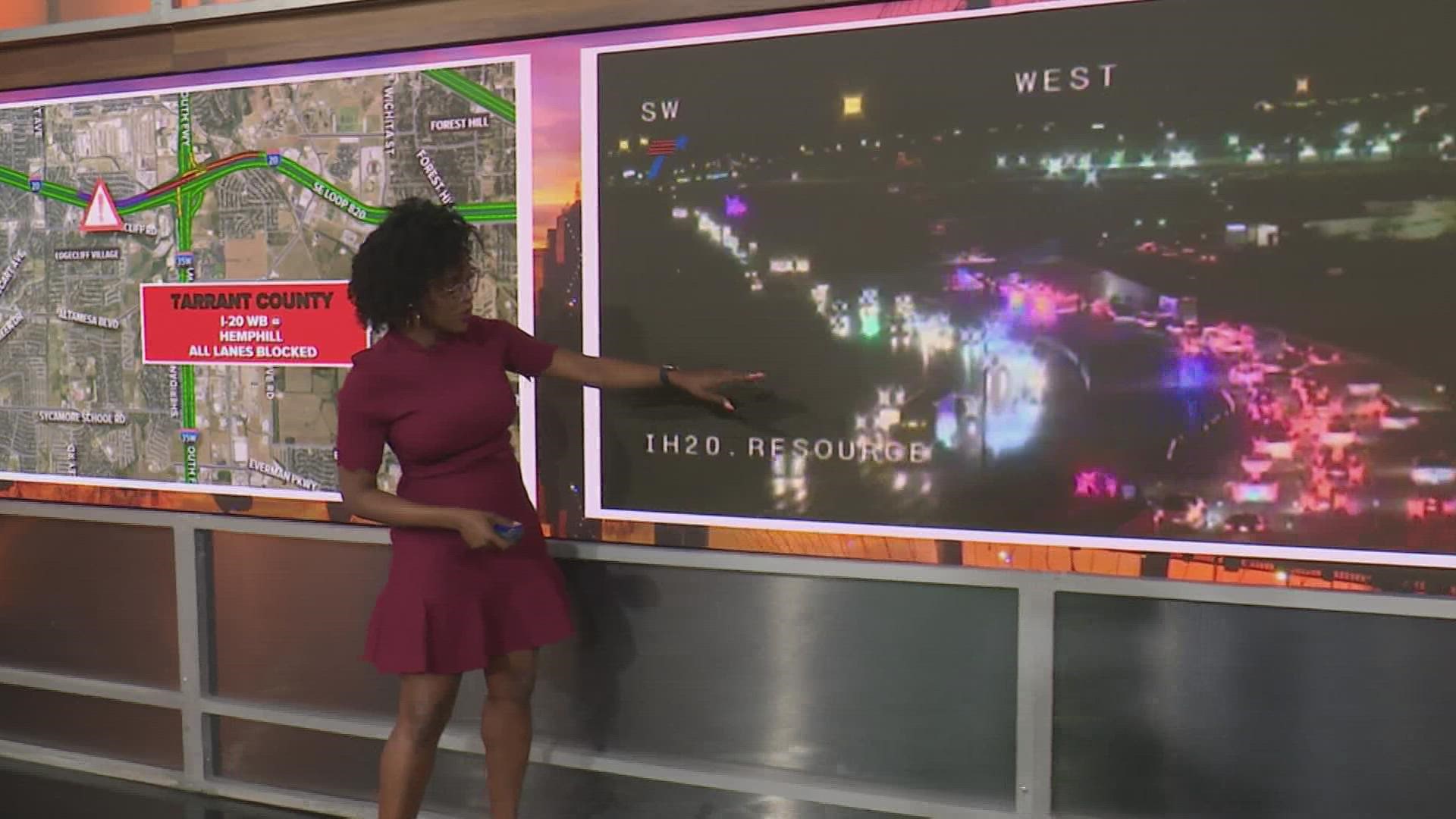 The crash happened on westbound I-20 at Hemphill Street in Fort Worth.