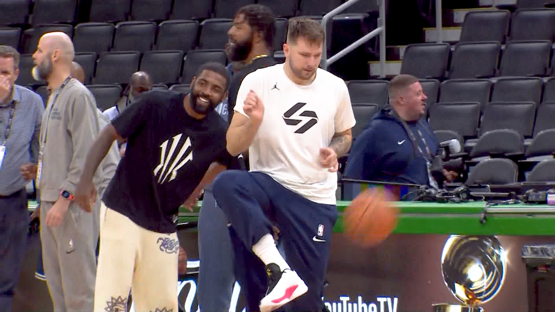 The Dallas Mavericks practice at TD Garden on June 5, 2024, before Game 1 of the NBA Finals on June 6, 2024.