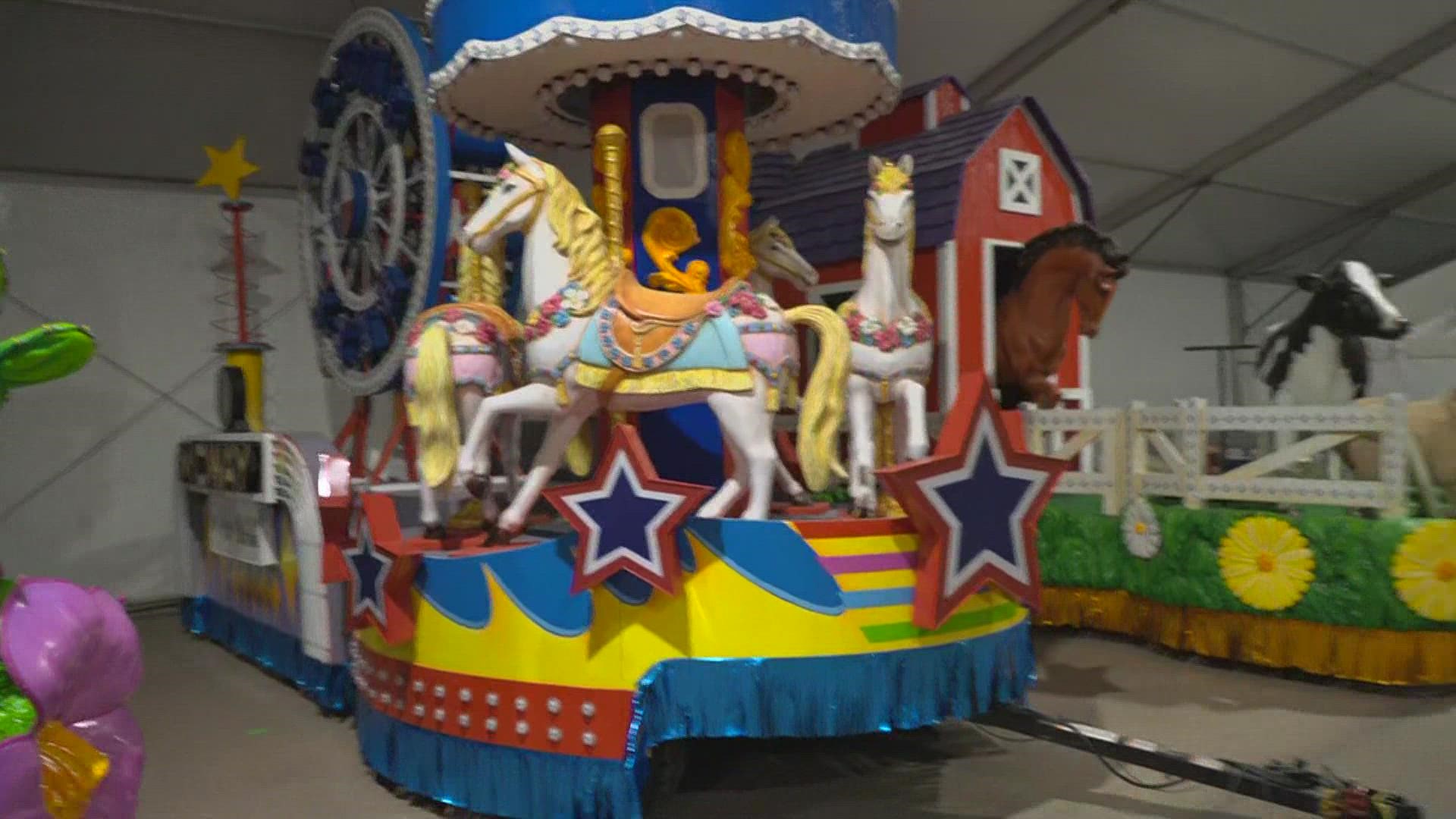 WFAA's Chris Sadeghi got a look inside where the State Fair parade floats are stored.