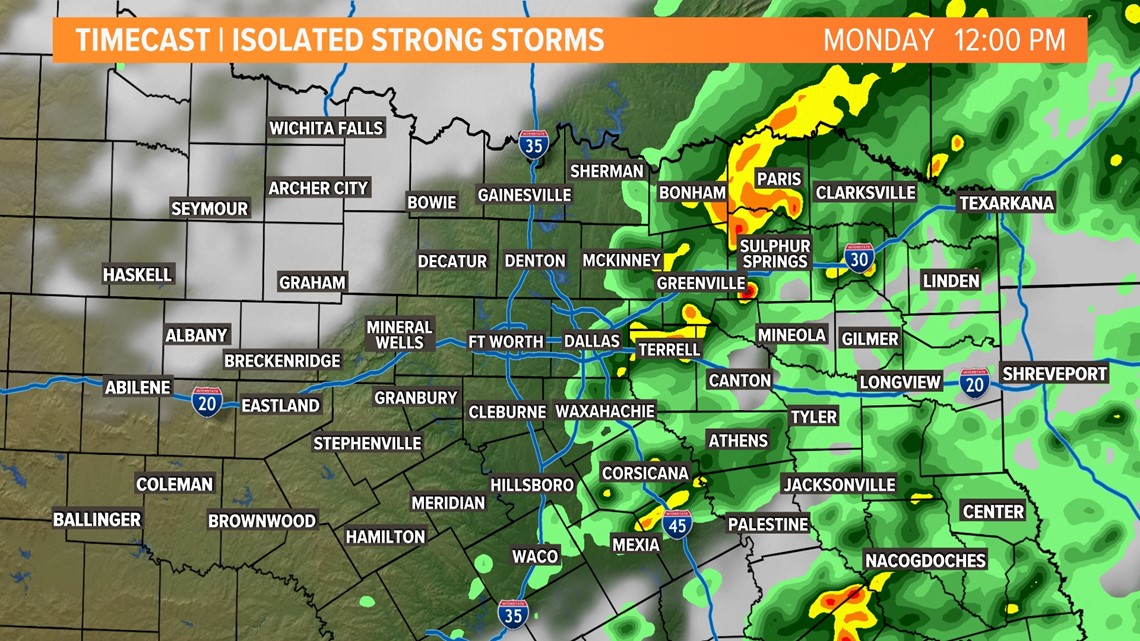 RAIN TIMELINE MONDAY NORTH TEXAS | wfaa.com