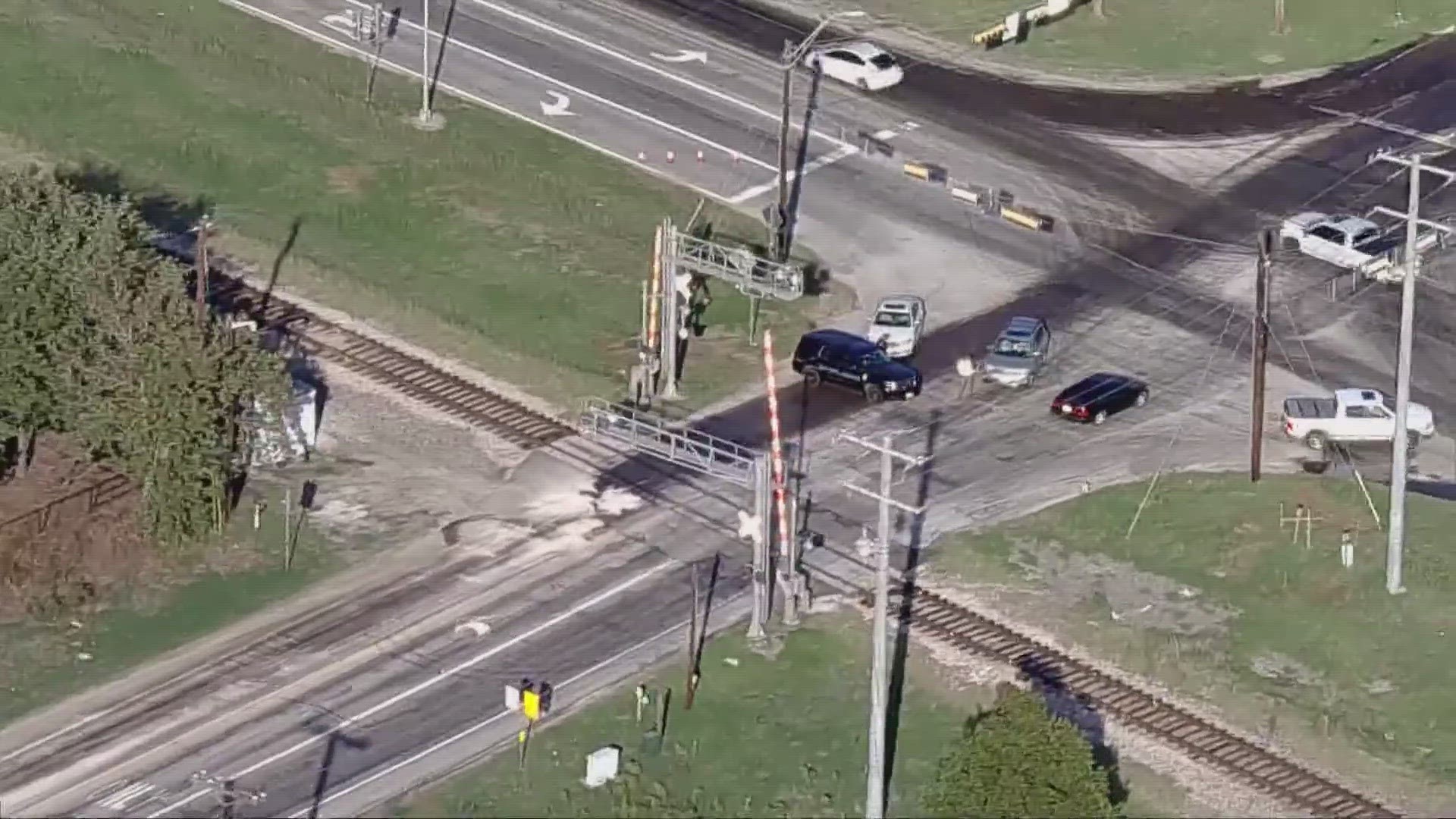 The spill shut down FM 407 all the way from FM 1830 to I-35.