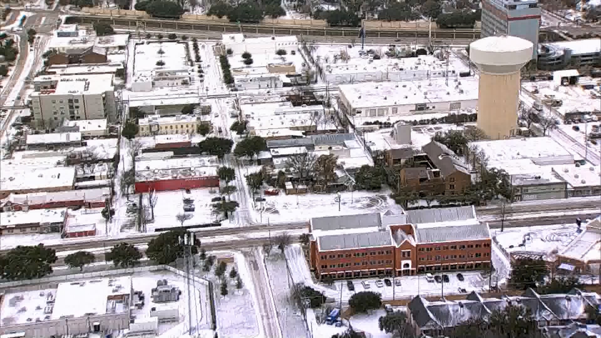 Chopper video showed some of the icy roads across North Texas from Jan. 15, 2024.