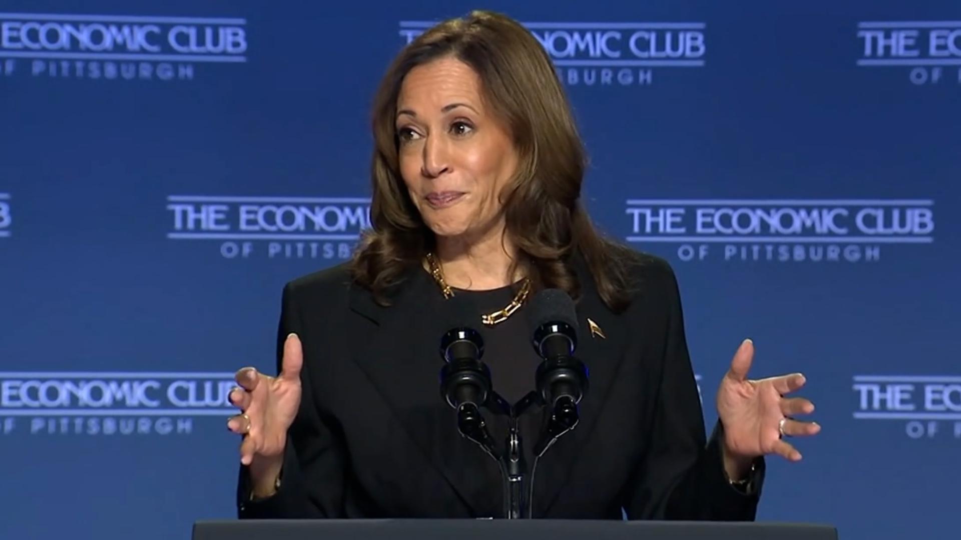 Vice President Kamala Harris detailed her economic vision in a speech at an event in Pittsburgh, Pennsylvania on September, 25, 2024.