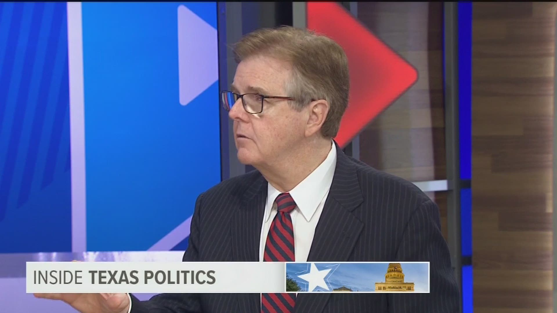 Inside Texas Politics began with Texas Lt. Gov. Dan Patrick. The Republican lieutenant governor joined host Jason Whitely to discuss property taxes and the pushback that Republicans are getting from grassroots conservatives. The Quinnipiac poll released a couple of weeks ago that suggested Texas will be a battleground state next year was also a topic. Patrick offered perspective on whether Republicans are in trouble and could lose Texas.