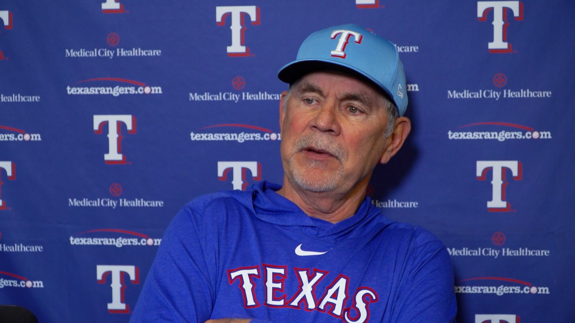 Texas Rangers manager Bruce Bochy talked about the club's options at closer and in the bullpen. Courtesy of the Rangers.