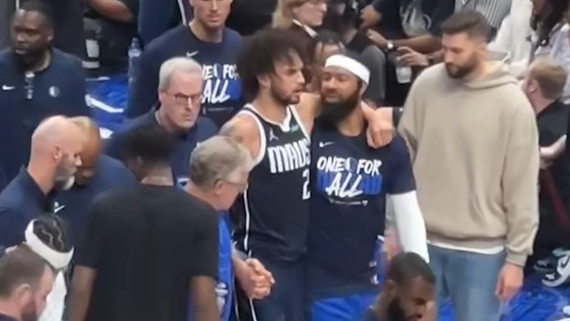 Mavs Dereck Lively II left Game 3 of the Western Conference Finals with an apparent head injury after Timberwolves center Karl-Anthony Towns kneed him in the head.