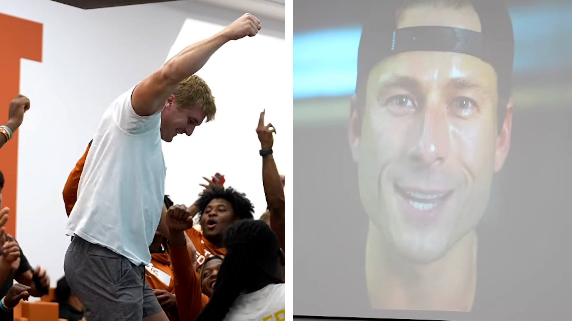 Glen Powell surprises Highland Park walkon with UT scholarship VIDEO