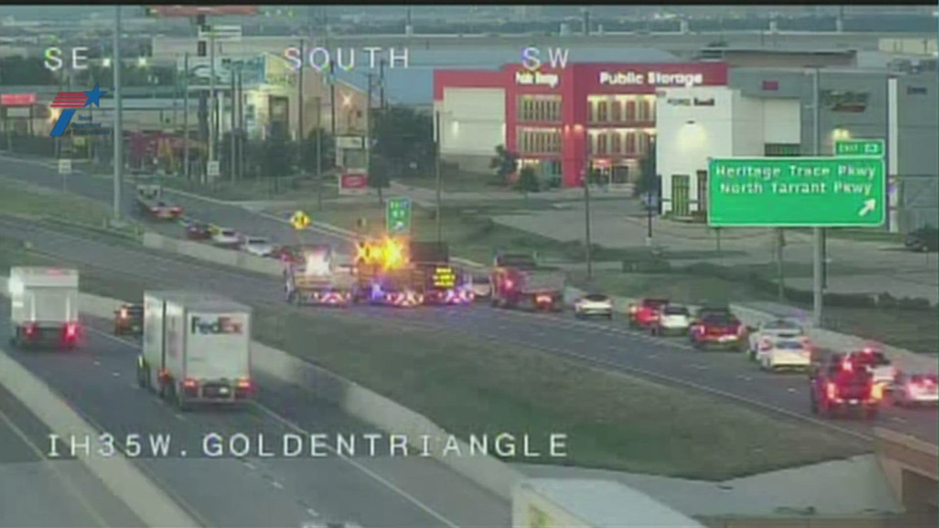 The road is shut down at Golden Triangle. 