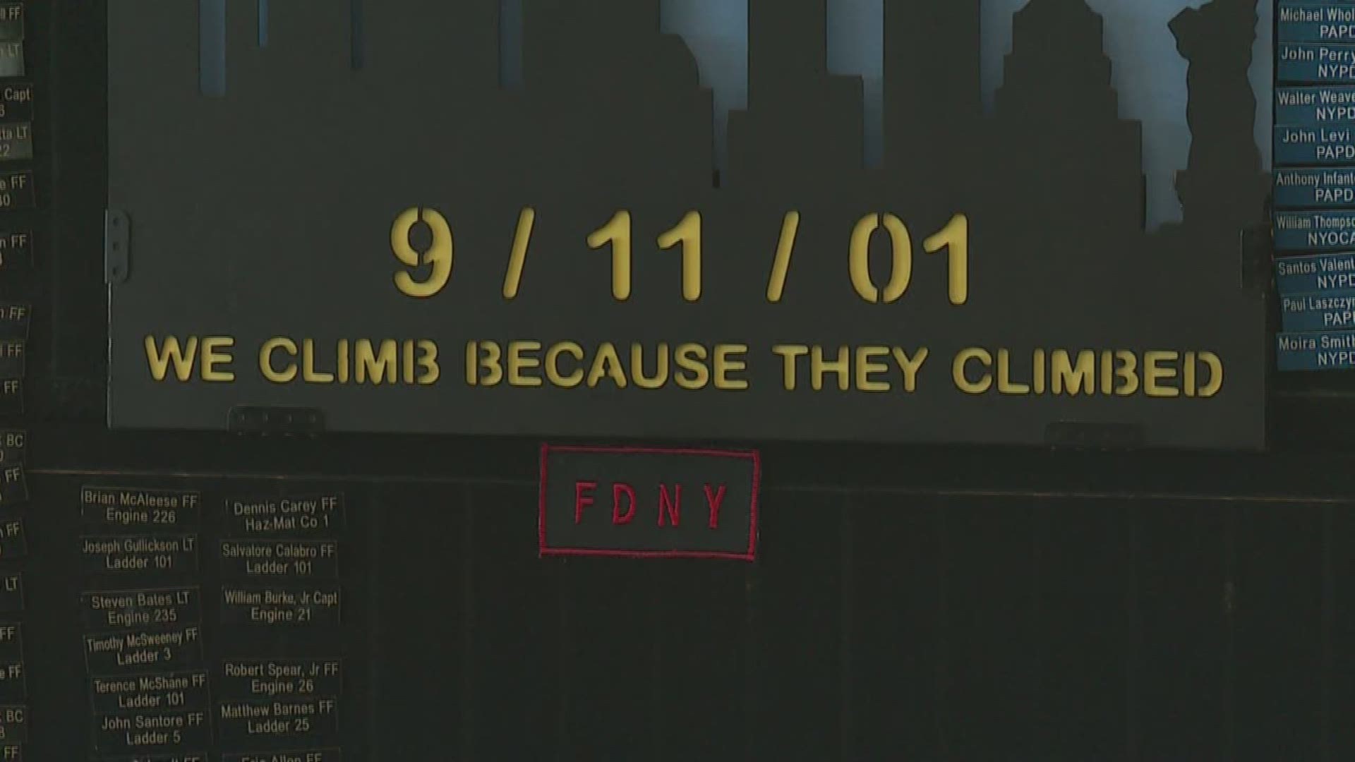The Dallas 9/11 Memorial Stair Climb is an annual remembrance, choreographed around September 11, 2001 events.  A moment of silence at 8:46AM marks the time Flight 11 hit the North Tower, then first responders begin their trek up the stairs, equivalent to