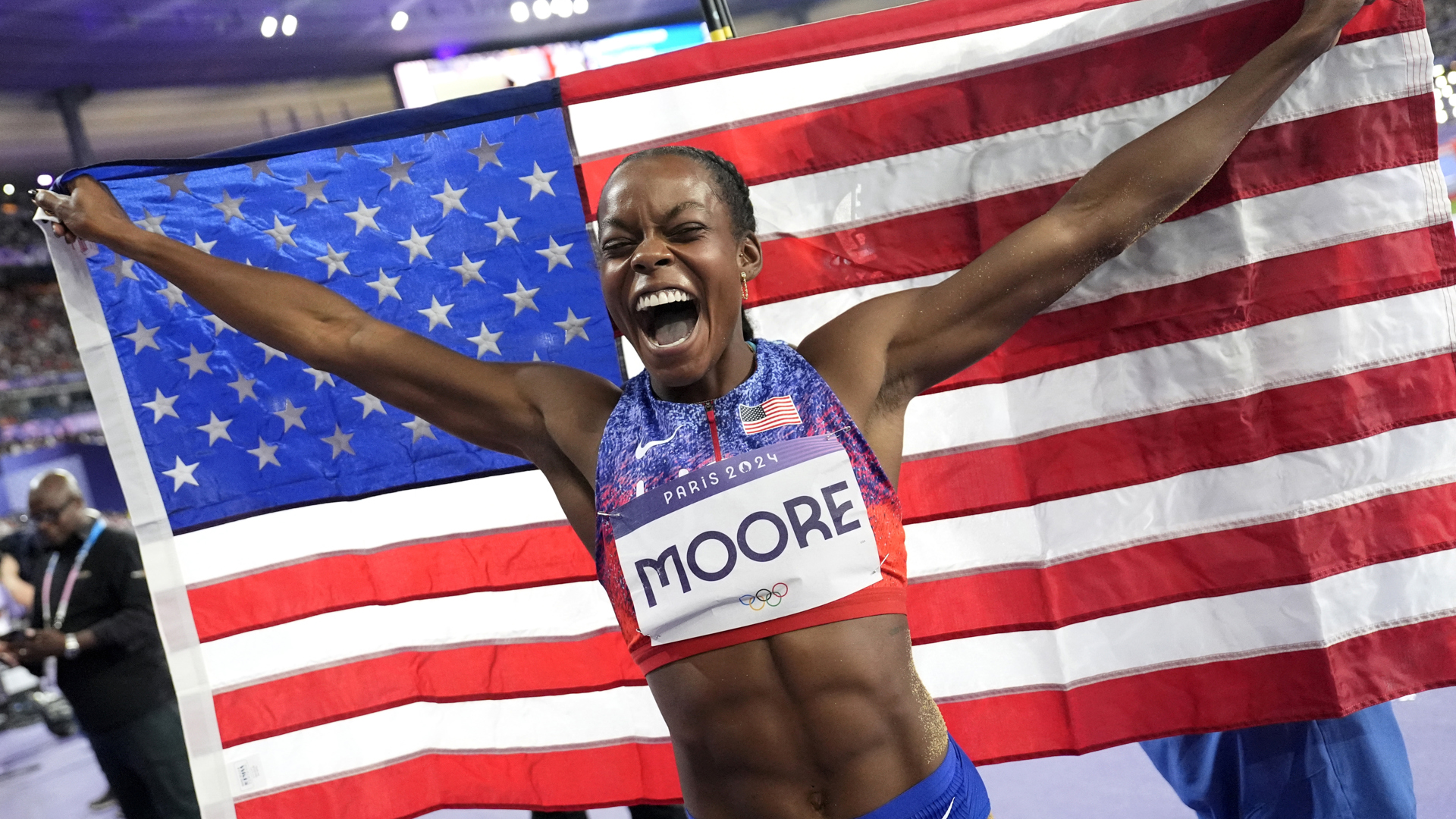 Moore made history in Paris by becom ing the first U.S. woman to qualify for both the Triple and Long Jump.