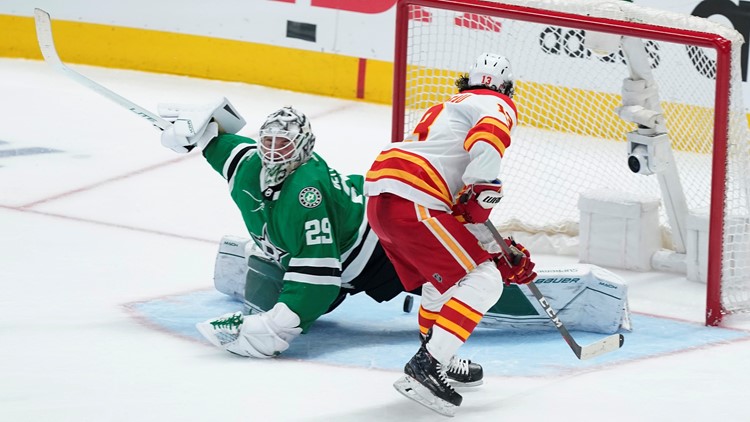 Flames pepper Oettinger, battle back to even series against Stars with 4-1 win