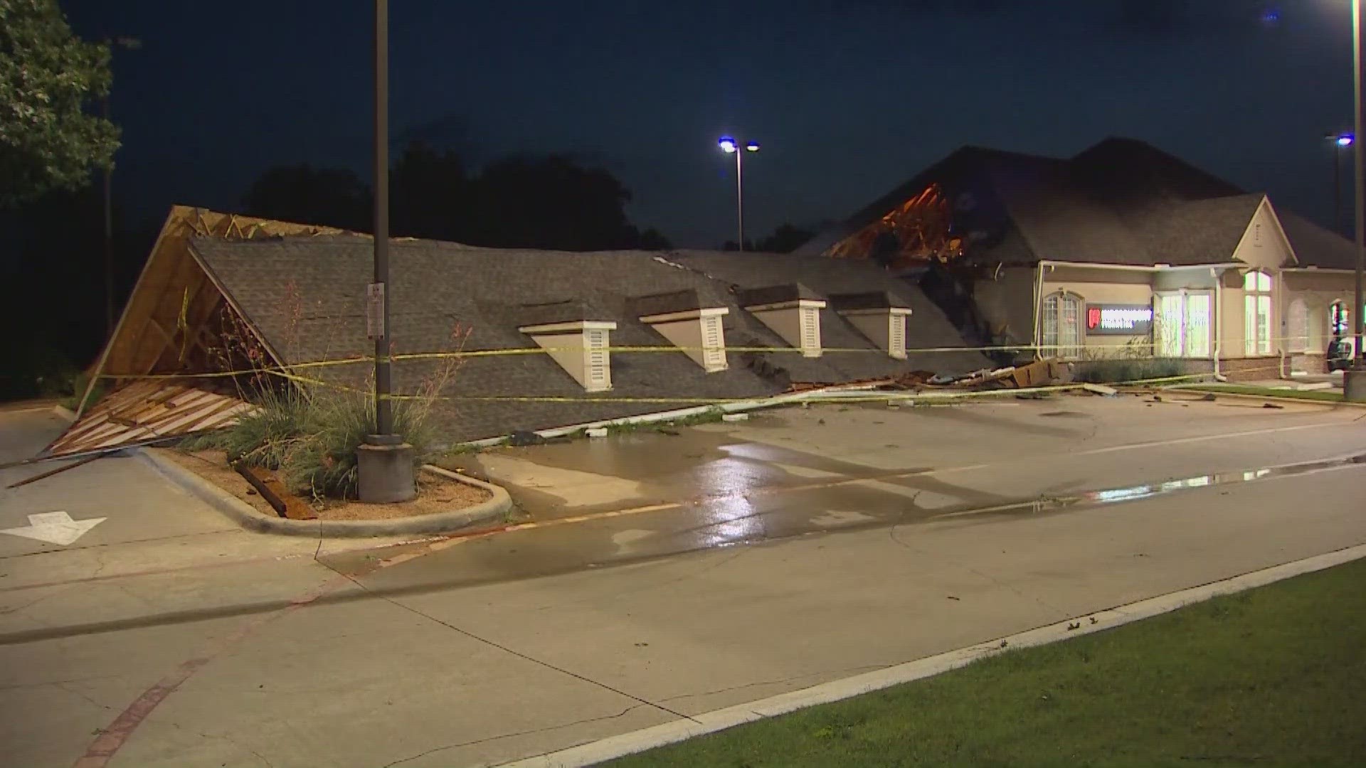 The Collin County Sheriff's Office told WFAA there were no injuries reported in the roof collapse.