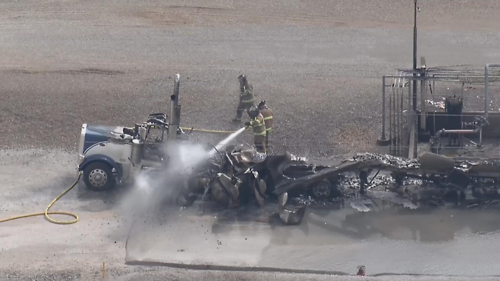 The Fort Worth Fire Department responded to a tanker truck fire on Wednesday. They say the truck was filled with jet fuel. There were no injuries reported.