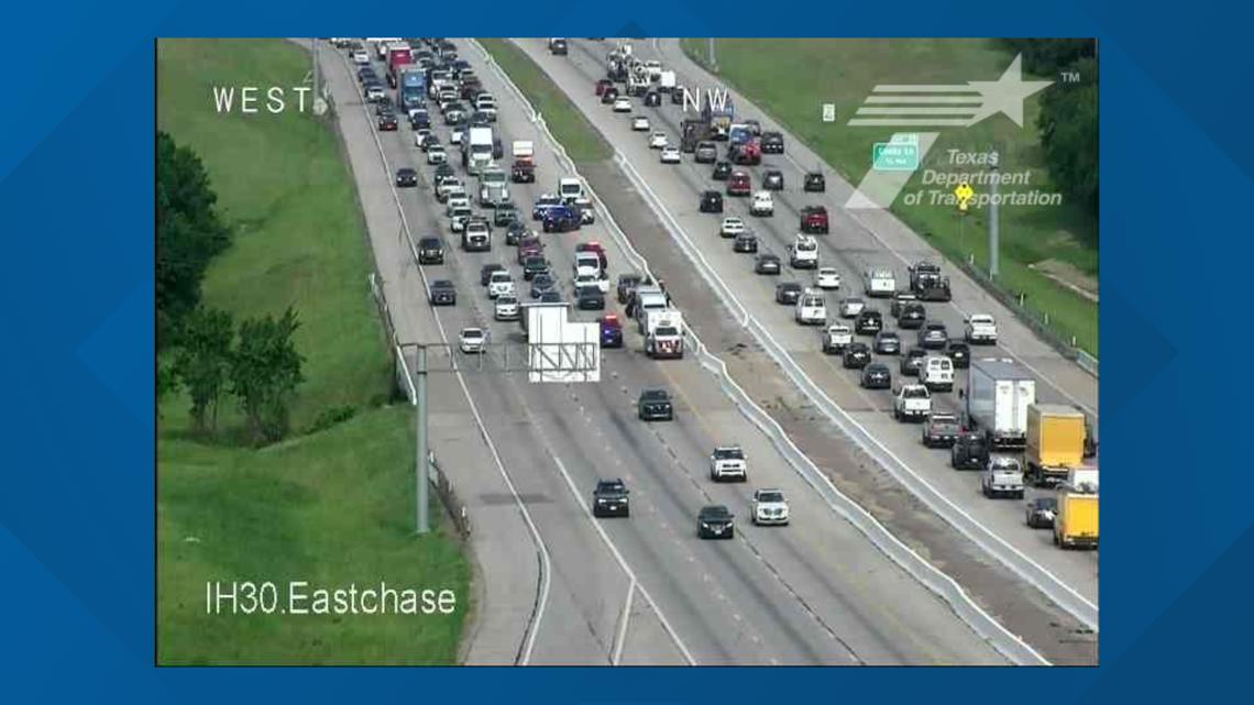The sheriff's office said the van was rear-ended on eastbound I-30 and Eastchase Parkway in Fort Worth at about 7:10 a.m.