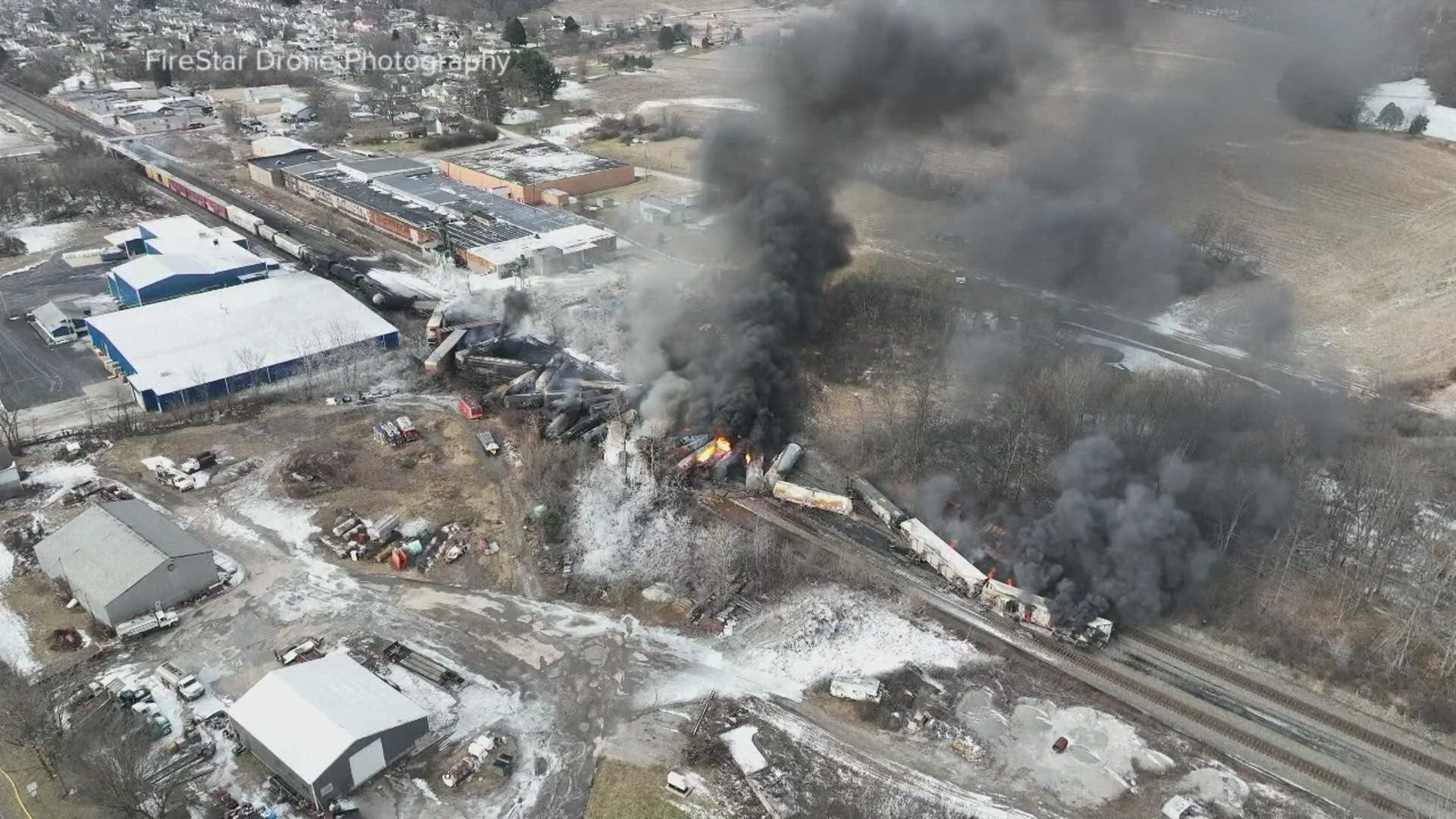 Norfolk Southern said the train had more than 100 cars, many of them classified as carrying hazardous materials