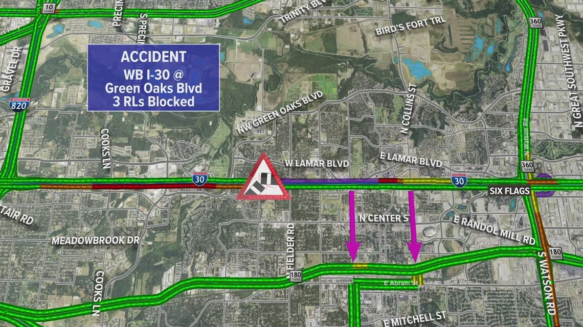 Westbound I-30 in Arlington shut down after crash | wfaa.com