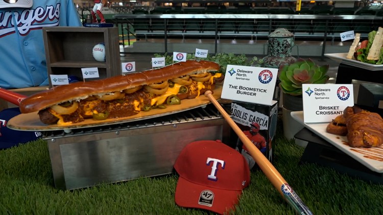 A two-foot burger and something called 'corn ribs' headline new Texas Rangers food offerings