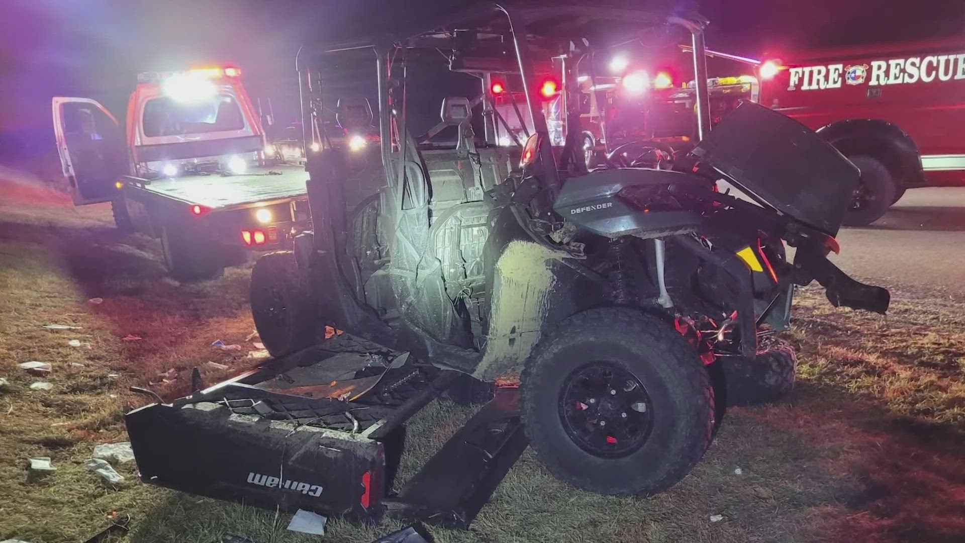 Texas state troopers say teens in an off-road UTV ran a stop sign and crashed into a pickup truck that had the right of way.
