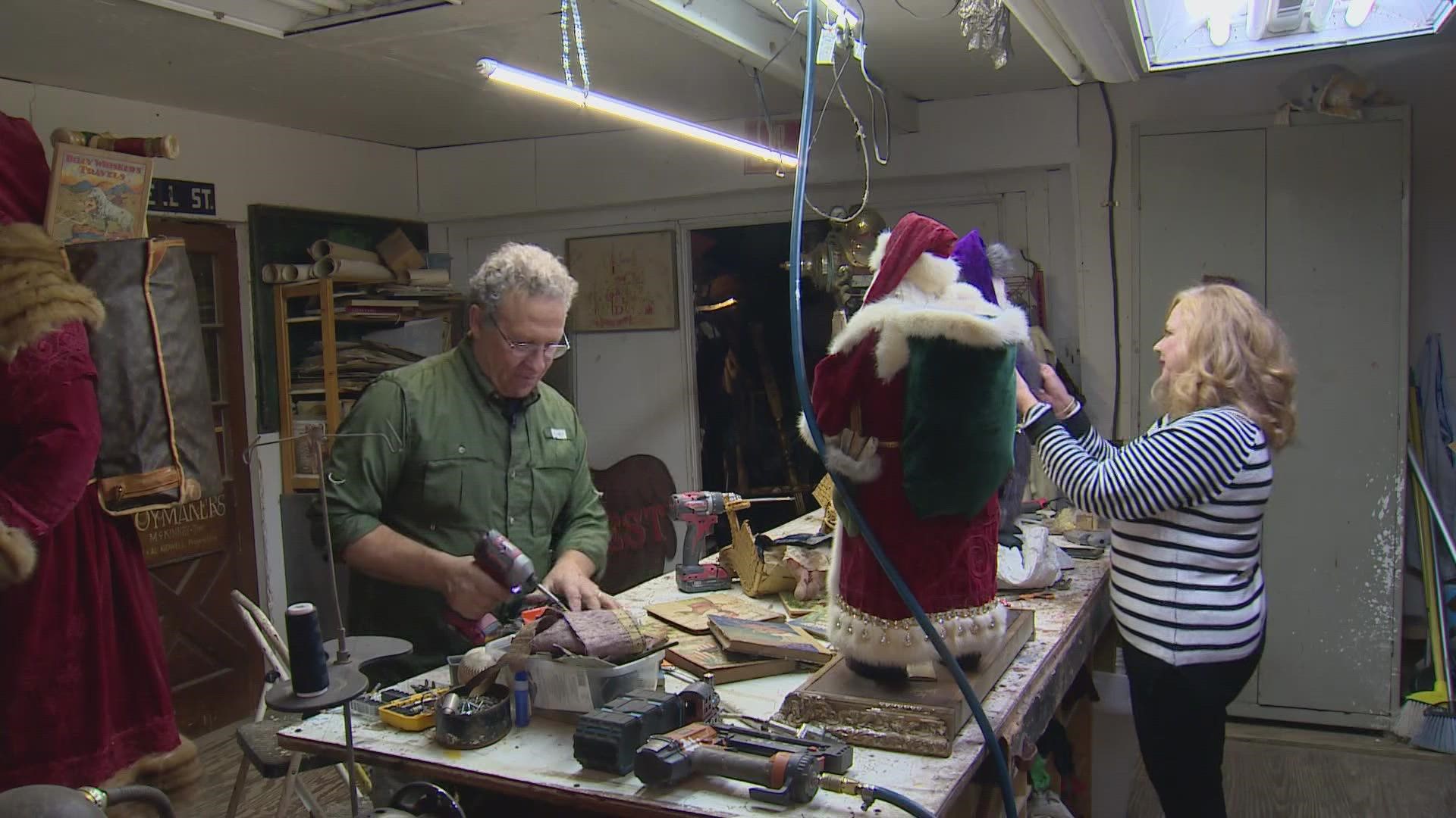 Married 37 years -- Brian and Cynthia Kidwell have been working side by side to make handcrafted heirloom Santas.