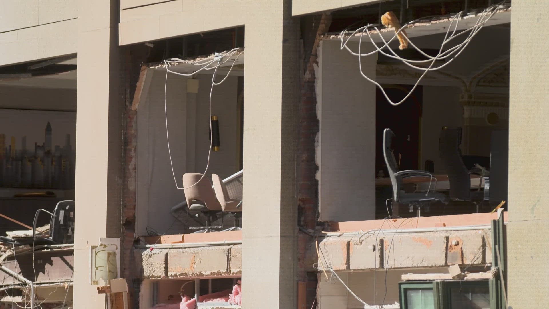 As workers board up windows and walls, investigators are still trying to determine whether a gas leak caused this explosion, or if the explosion caused a gas leak.